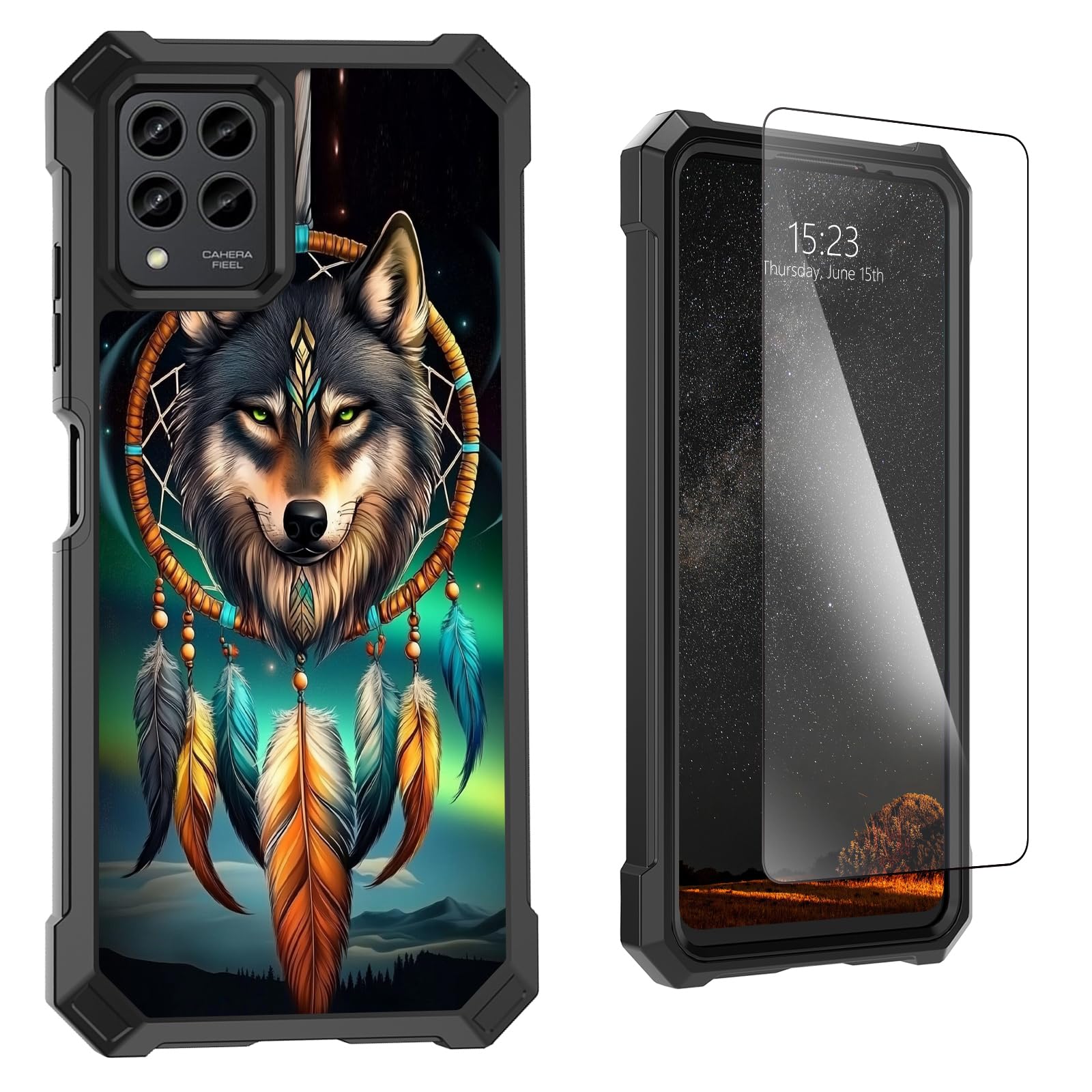 LYHXLYJH for T-Mobile Revvl 6X Pro 5G / Revvl 6 Pro 5G Phone Case with Tempered Glass Screen Protector,Dual Layer Hybrid Soft TPU Hard PC Full-Body