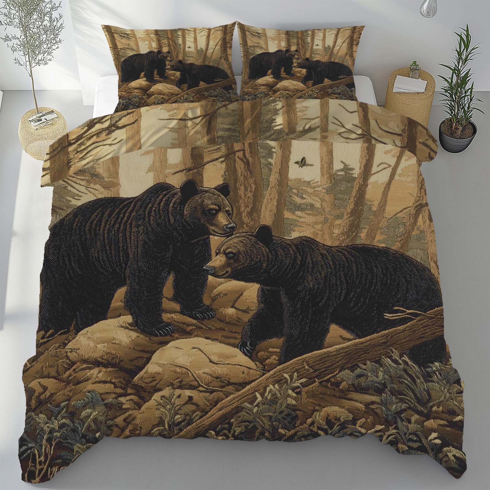 Housse de couette 240x260 cm ours pour une ambiance chalet de montagne en hiver