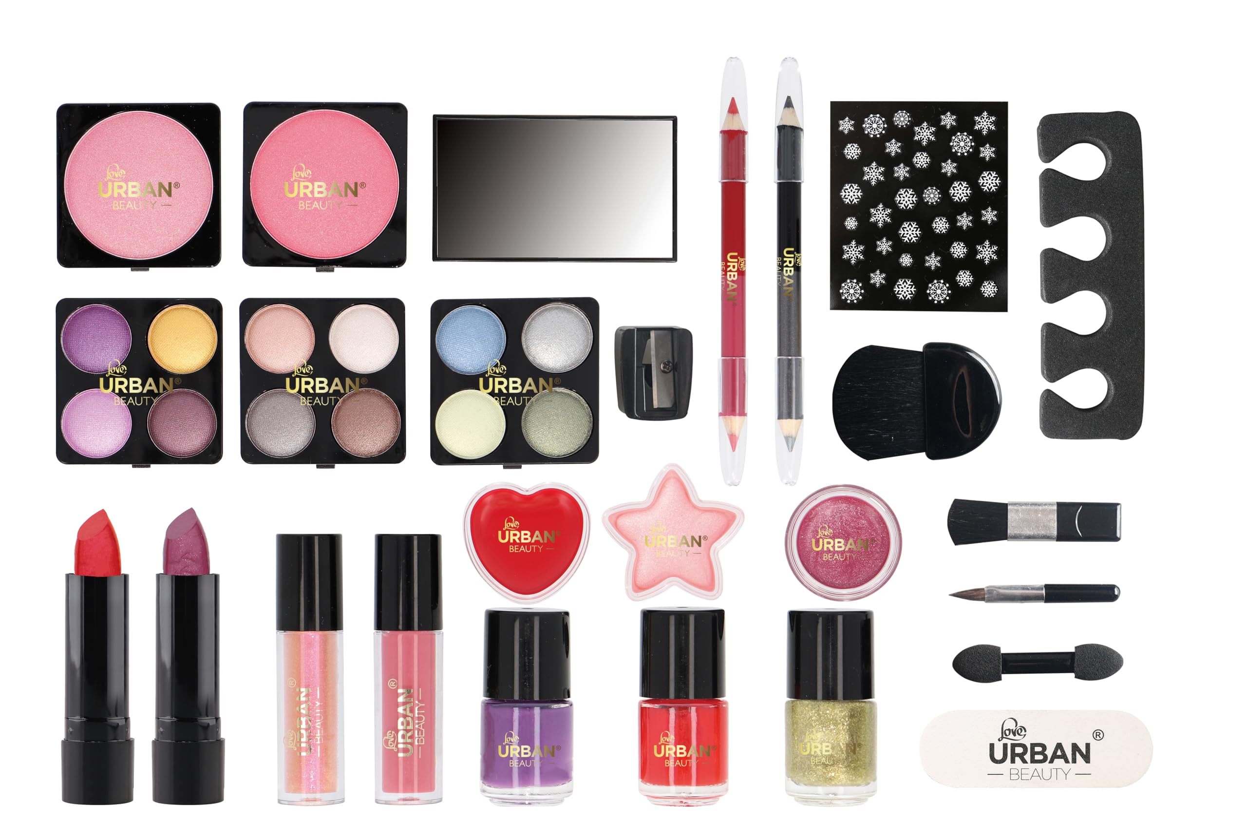 Love Urban Beauty Wegański kalendarz adwentowy do makijażu, kosmetyczny zestaw upominkowy dla kobiet i dziewcząt, świąteczny kalendarz adwentowy z profesjonalnymi produktami do makijażu