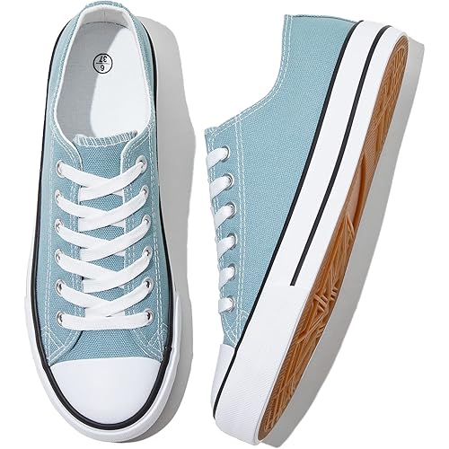 Adokoo Womens Canvas Shoes Casual Cute Sneakers Low Cut Lace up Fashion Comfortable for Walking
