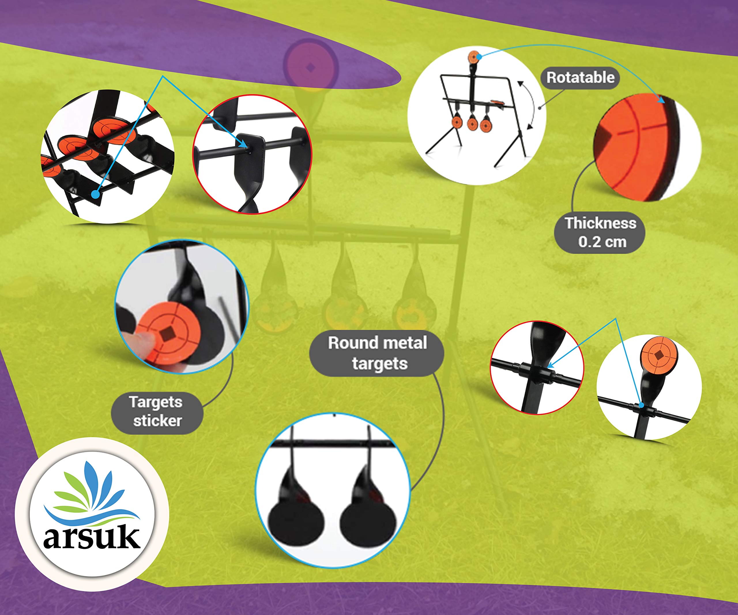 ARSUK Airsoft Swinging Target Freestanding Self Resetting Holder Cone