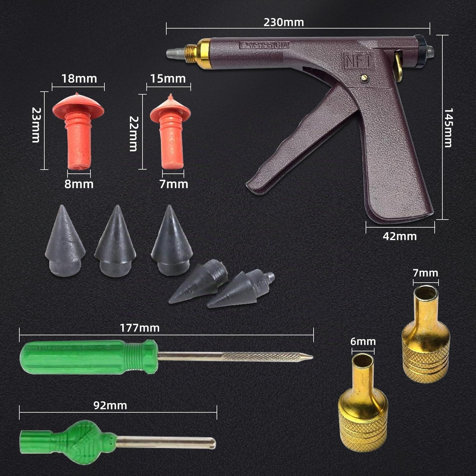 Strumenti per la riparazione dei pneumatici, kit di strumenti per la riparazione dei pneumatici senza camera d'aria per motociclette con 32 pezzi di tappi in gomma Kit pistola per tappi per pneumatici