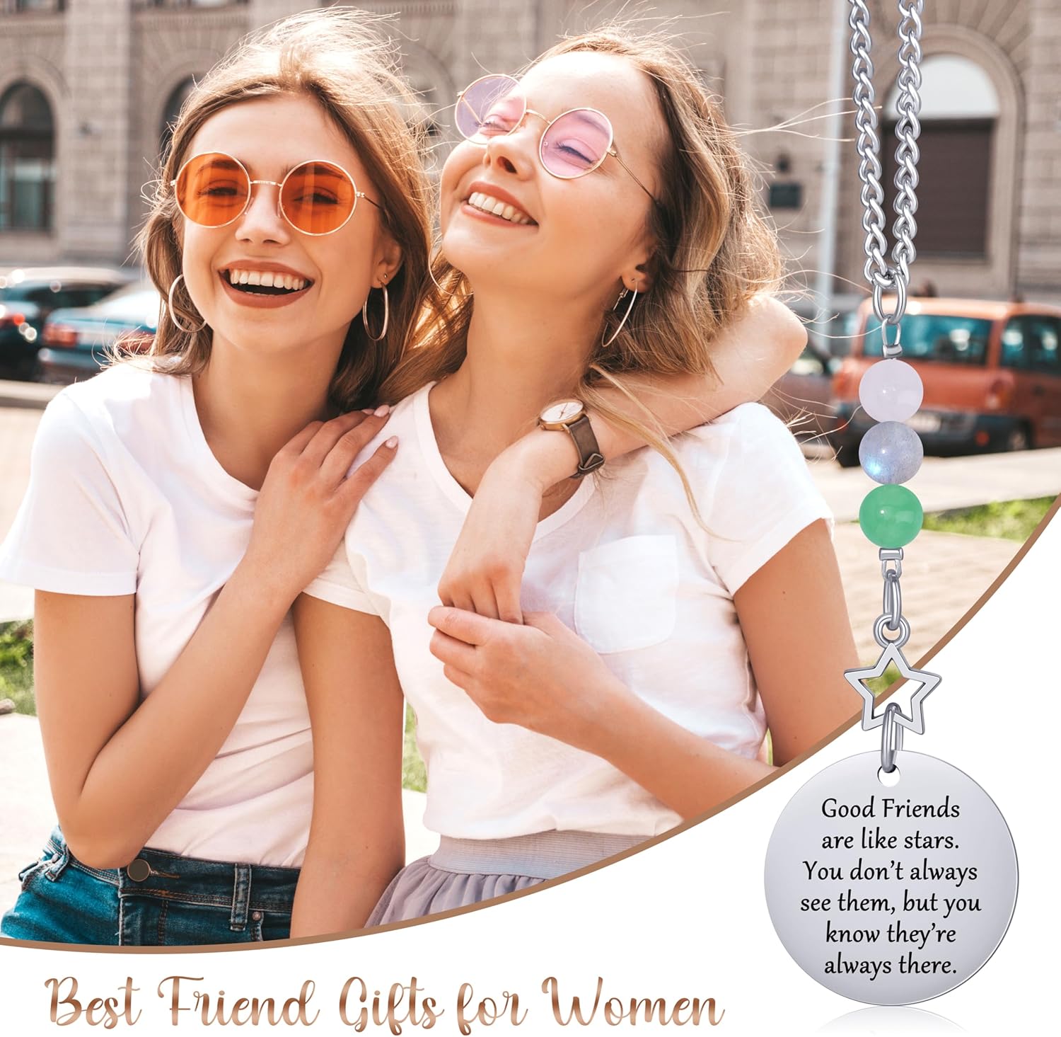 Friendship Gifts for Women, Hanging Car Decor Crystal Protection Best Friend Birthday for Women Friendship Gift for Bestie Best Friend BFF Sister Rear View Mirror Accessories - Image 7