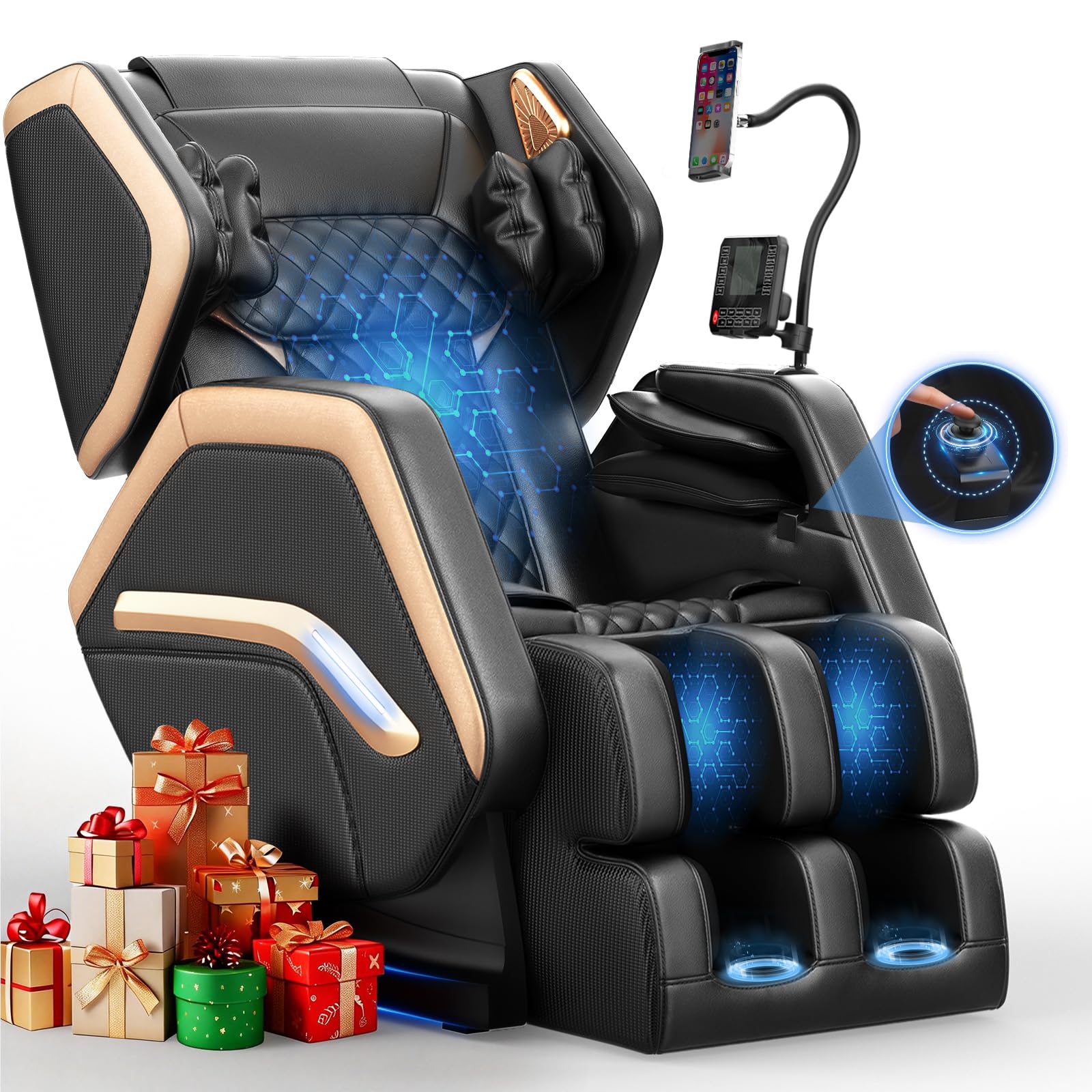 Massage Chair Full Body, Zero Gravity Massage Chair 2026 for Back Fatigue with 10 Fixed Rollers, Heating, Airbags, Phone Controller, Bluetooth Speaker, Nightlights for Living Room, Bedroom
