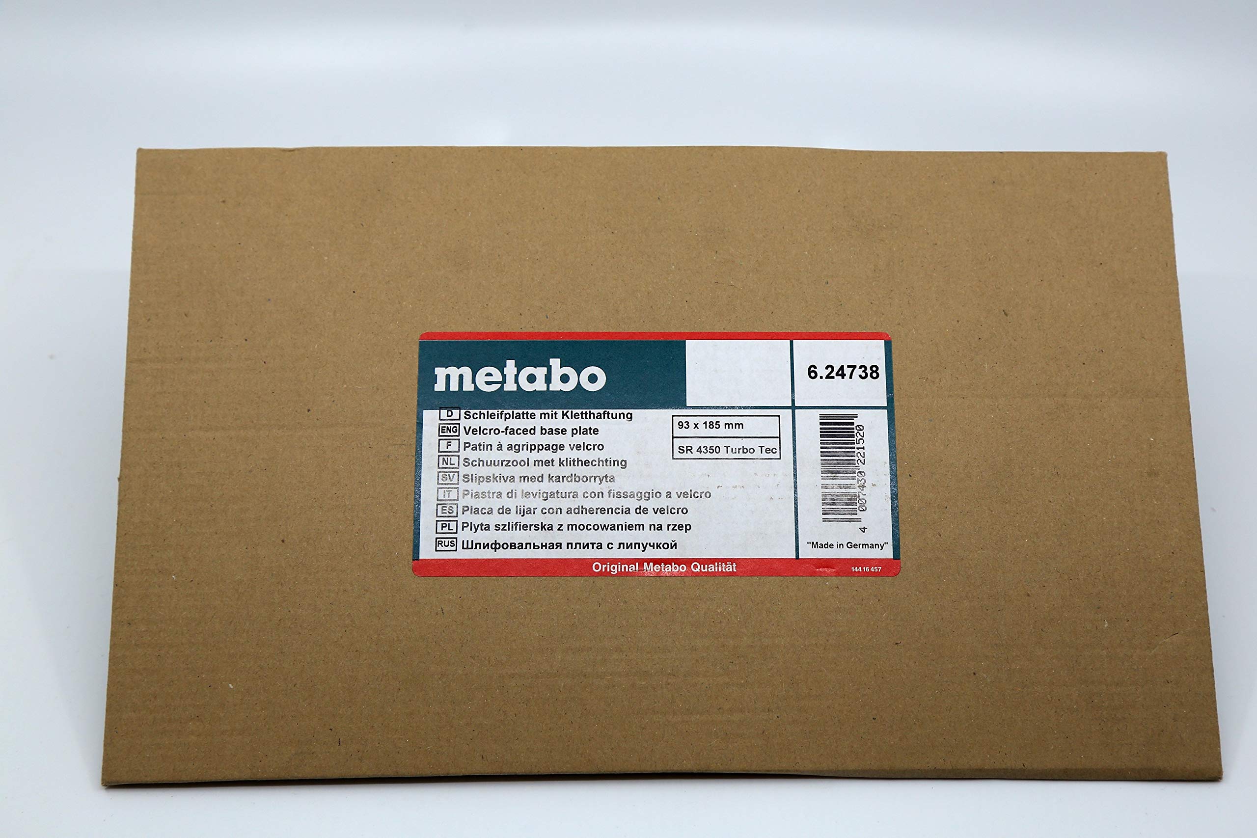 METABO 624738000 - Placa de lijar enganche velcro 93 x 185 mm para lijadora SXE 4350 Turbo Tec