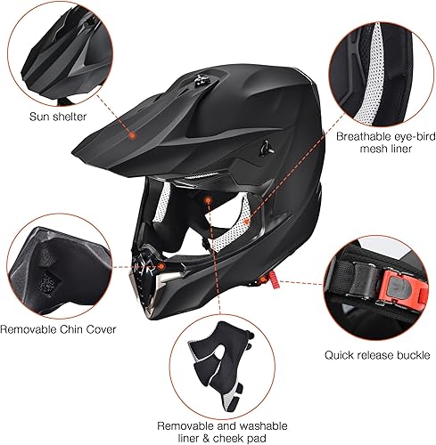 Miniatura 5 de AHR Adult Offroad Dirt Bike Helmet Motocross ATV Dirtbike Outdoor BMX MX Full Face Motorcycle Helmet DOT Approved