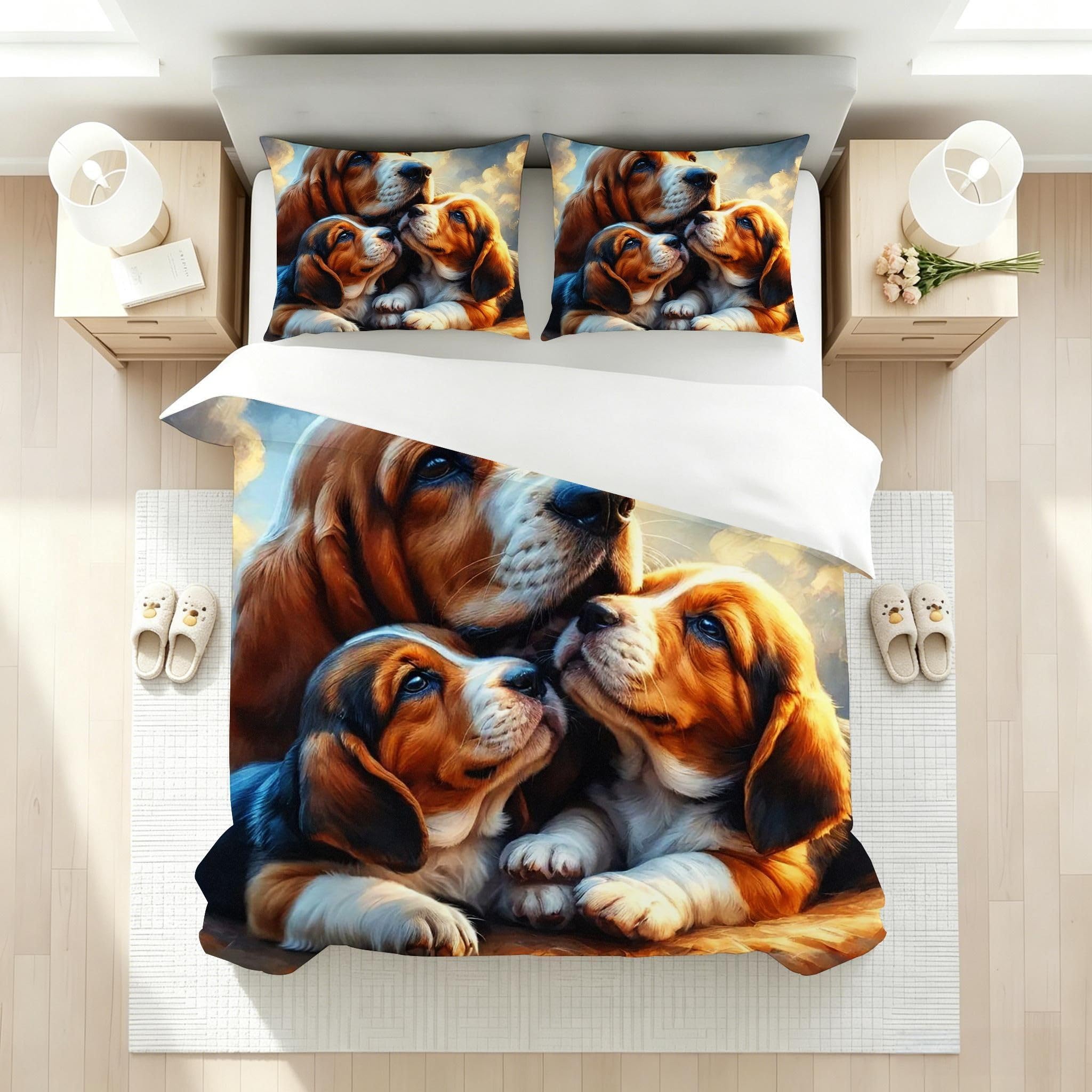 Copripiumino Matrimoniale Cane Giallo 260x240, ZQ9354 | Traspiranti Durevoli Microfibra, per Tutta la Famiglia, Matrimoniale, per Tutte le Stagioni, con 2 Federe 50x80 cm