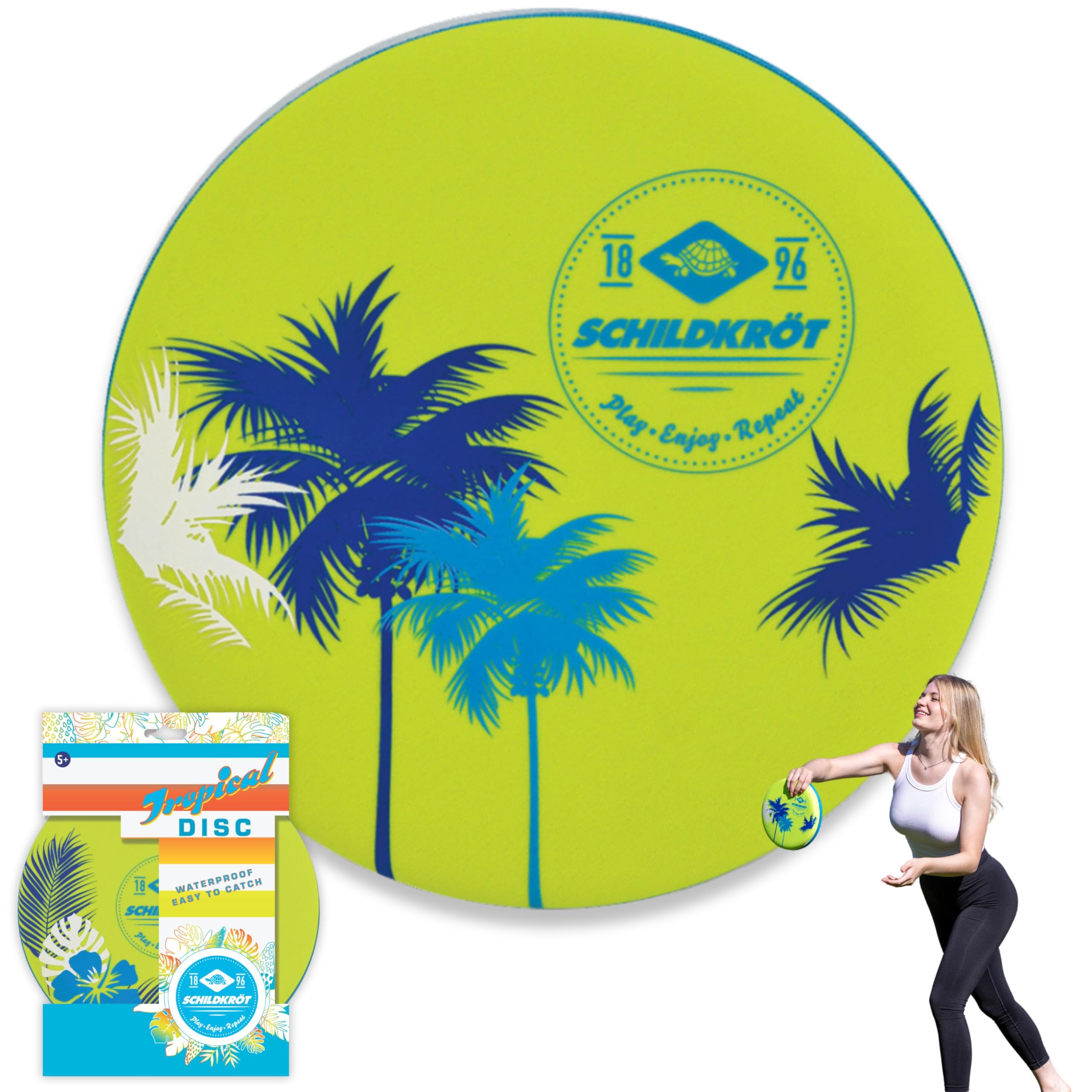 Schildkröt Disco Volador Tropical, Espuma Sólida con Funda de Neopreno, Ø 23cm, Buenas Características de Vuelo, Peso Reducido, Resistente al Agua Salada, 970300