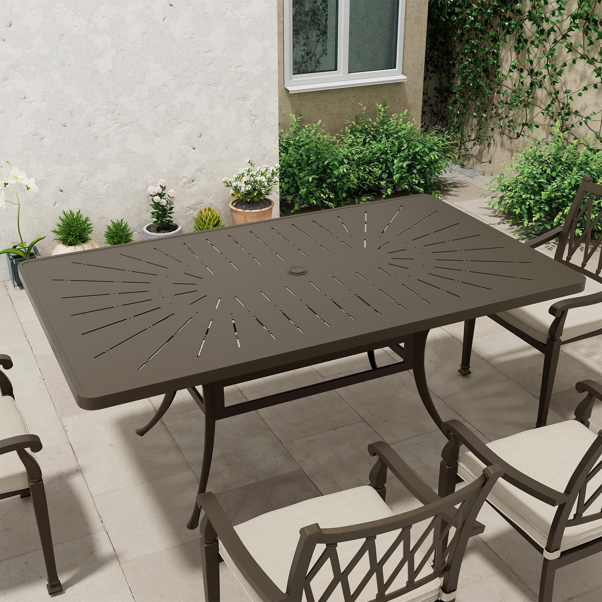 abba patio 11ft patio offset hanging umbrella Abba Patio Lyon 11 ft. Steel Market Horizontal Tilt Patio Umbrella in Brown