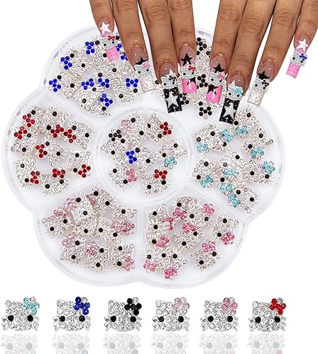 60 dijes de uñas Kawaii 3D para decoración de uñas, suministros de resina con parte trasera plana para uñas acrílicas, lindos dibujos animados de
