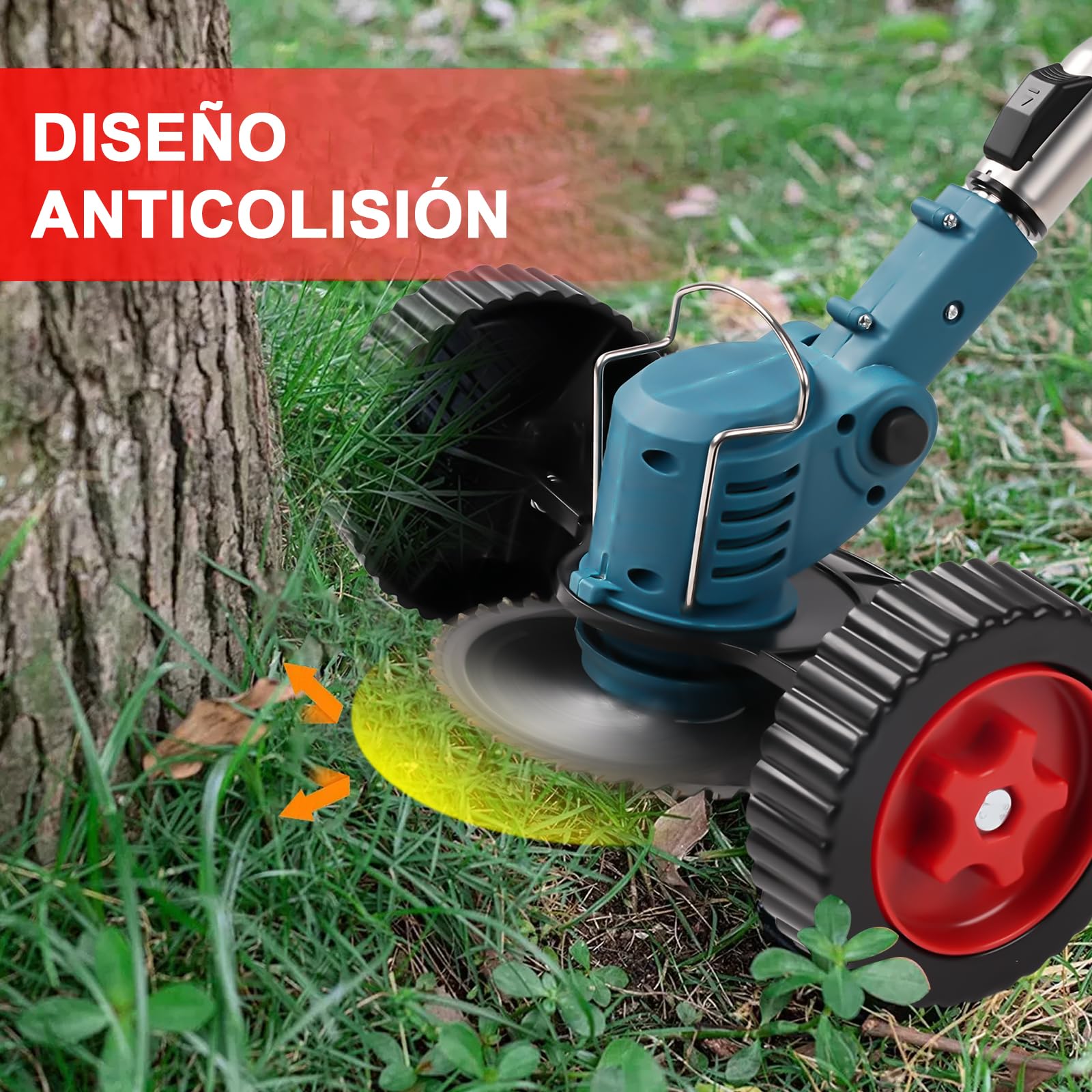 Desbrozadora eléctrica con 2 baterías, compatible con baterías de 21 V, motor sin escobillas, cortadora de césped manual, para cortar bordes