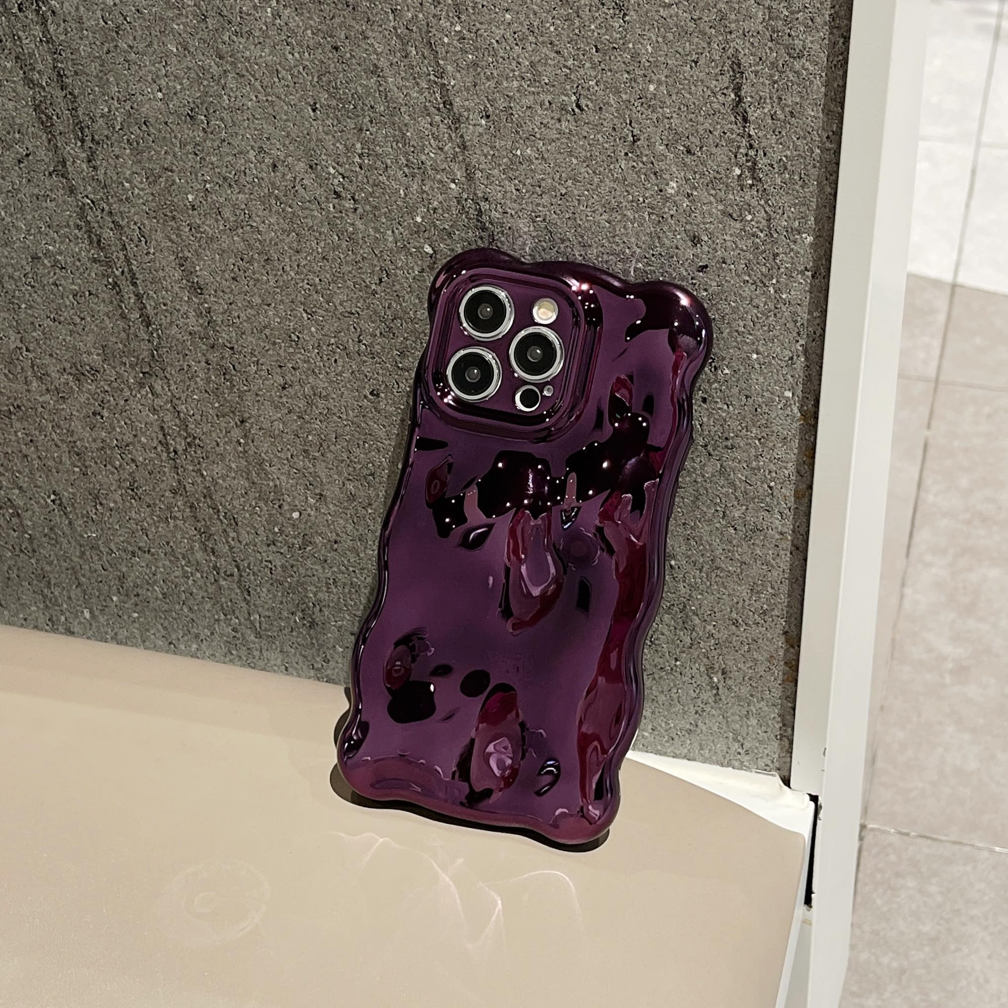 JANDM Custodia IPhone 13 Pro Max Con Motivo 3D Wave Bubble - Cover Morbida Glitter Argento Cromato, Antiurto, Per Donne E Ragazze