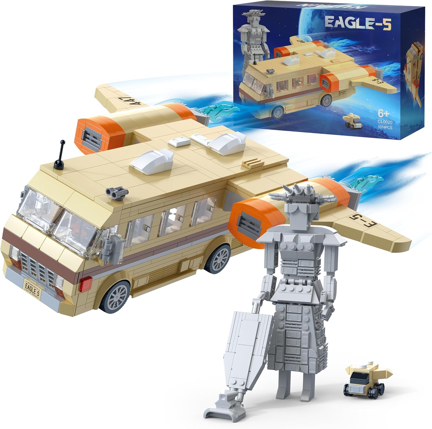 Mega Maid Spaceballs Eagle 5 Creative Building Kit for Adult,Kids,Desktop Building Set Toy Compatible with Lego,Christmas Bithday Gift(1068PCS)