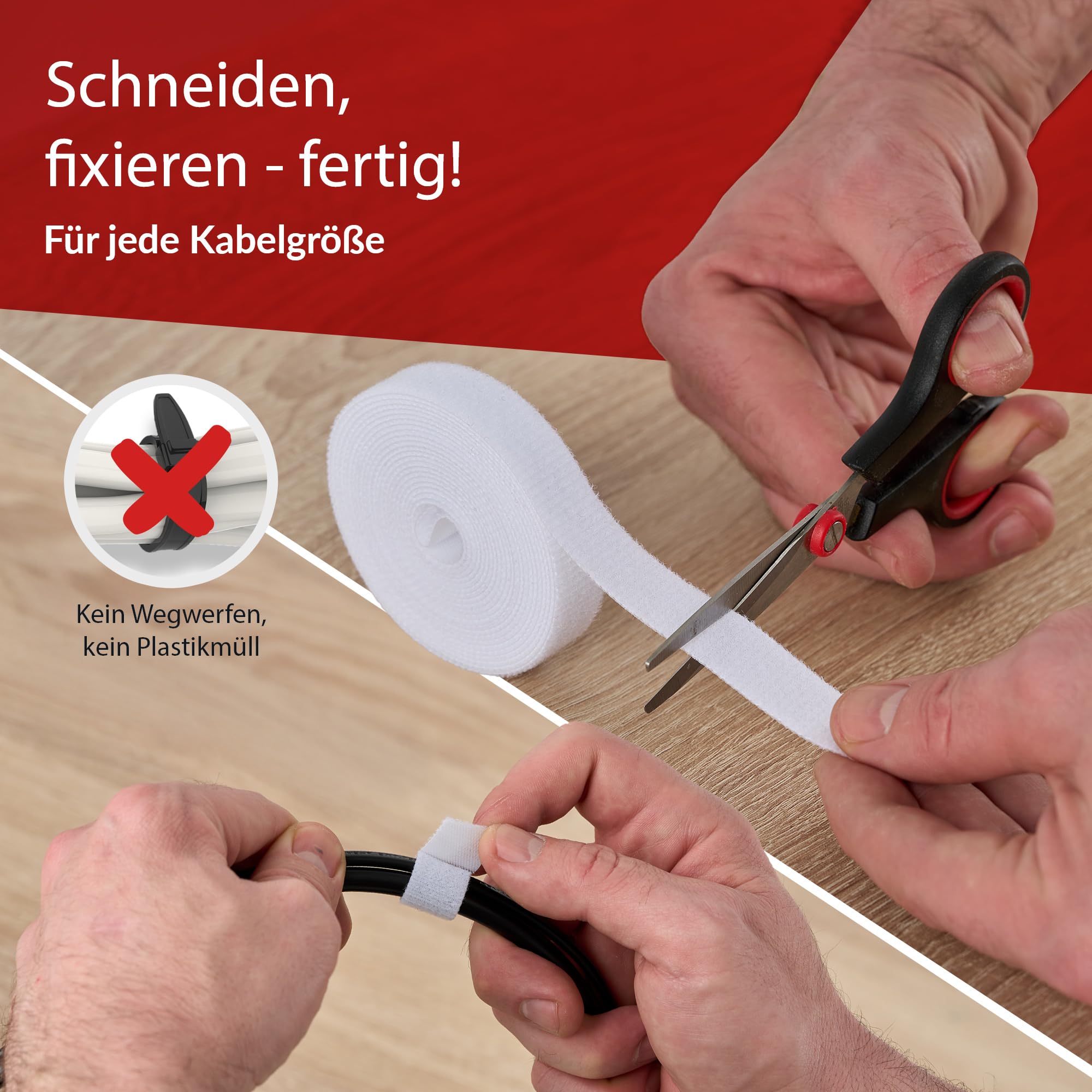 LABEL THE CABLE Klettband 10m - Abreißbar & Wiederverwendbar