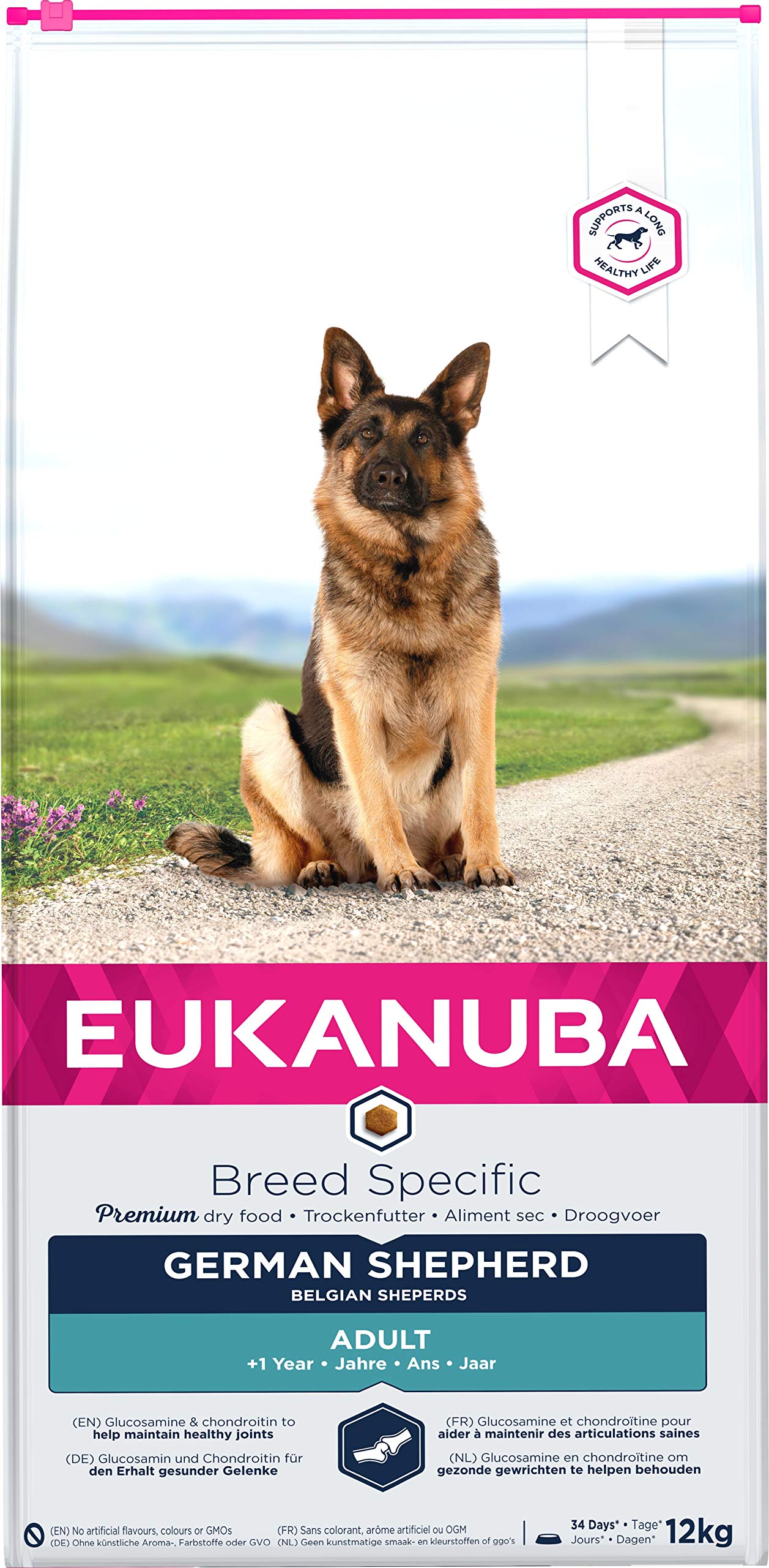 EUKANUBA Breed Specific Alimento seco para perros pastor alemán adultos, alimento para perros óptimamente adaptado a la raza 12 kg