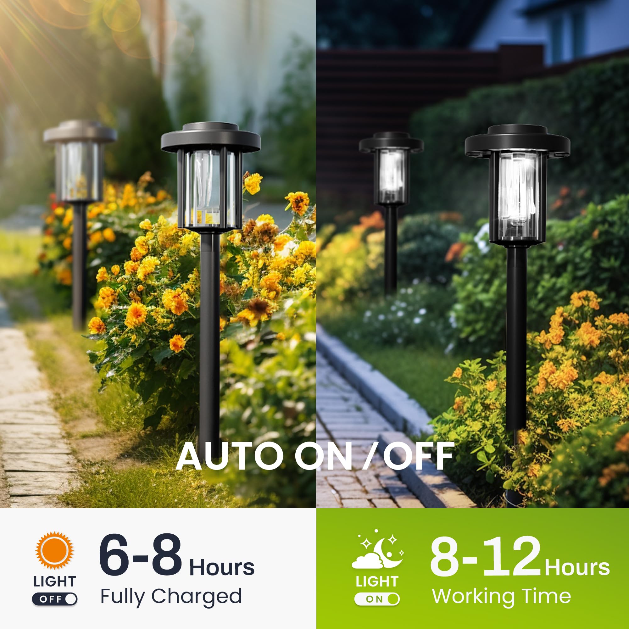 Solpex Lampy solarne do użytku na zewnątrz, 6 sztuk lamp solarnych LED, dekoracja ogrodowa, wodoodporne, zasilane energią słoneczną, oświetlenie drogi do ogrodu, na taras, krajobraz, chodnik, białe