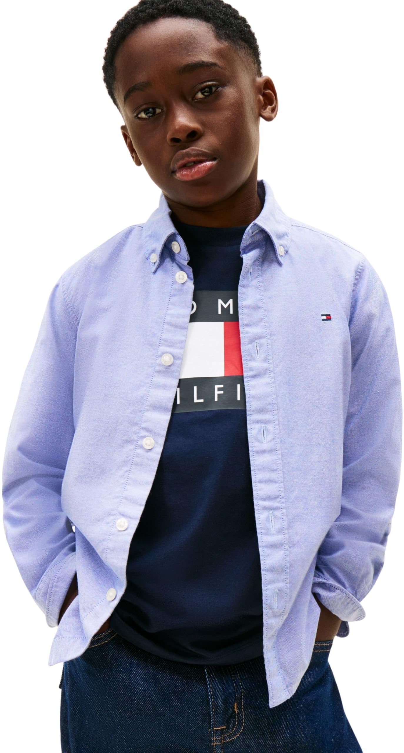 Tommy Hilfiger Jungen Hemd Oxford aus Baumwolle mit Stretch