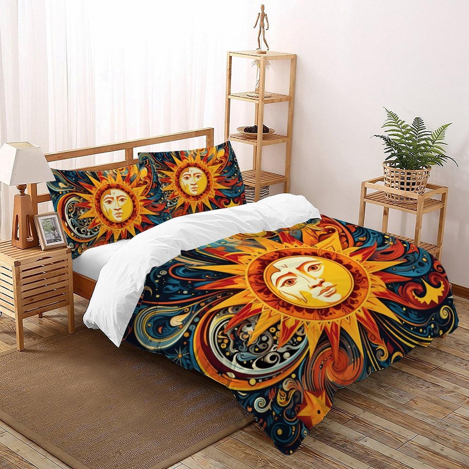 Housse de couette motif Dieu du Soleil finition haut de gamme Bohèmen Sun