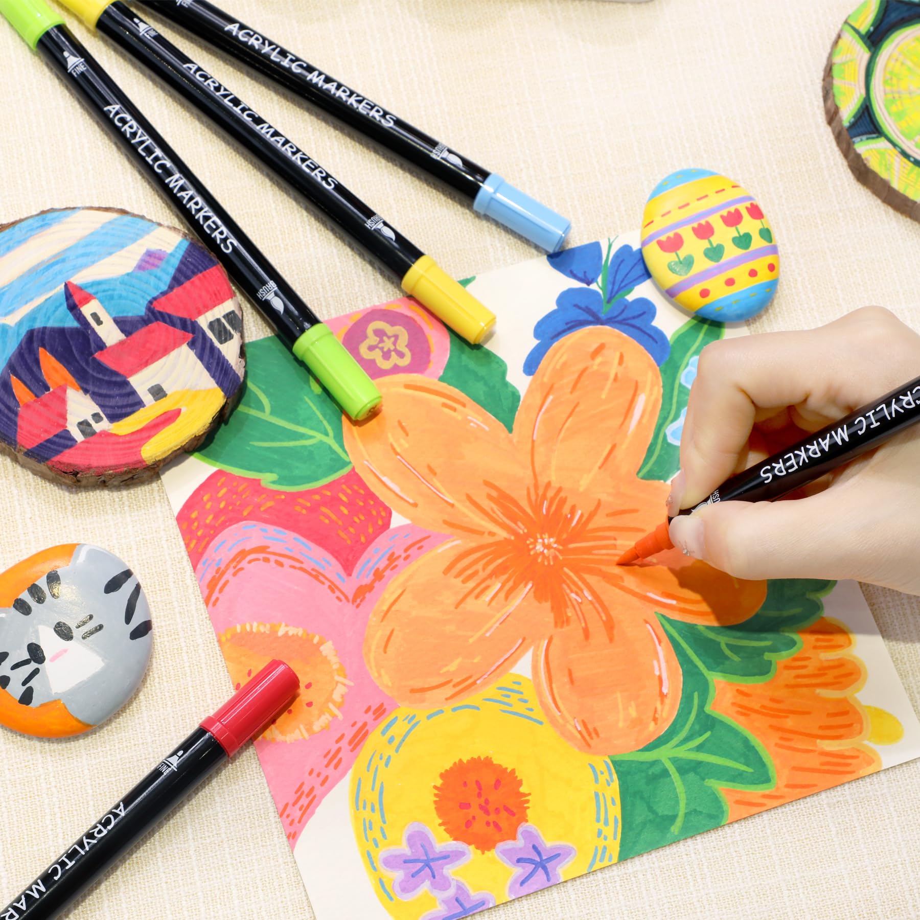 Recheel Acrylic Paint Markers - 30 Colors -6 Recheel Acrylic Paint Markers - 30 Colors -6