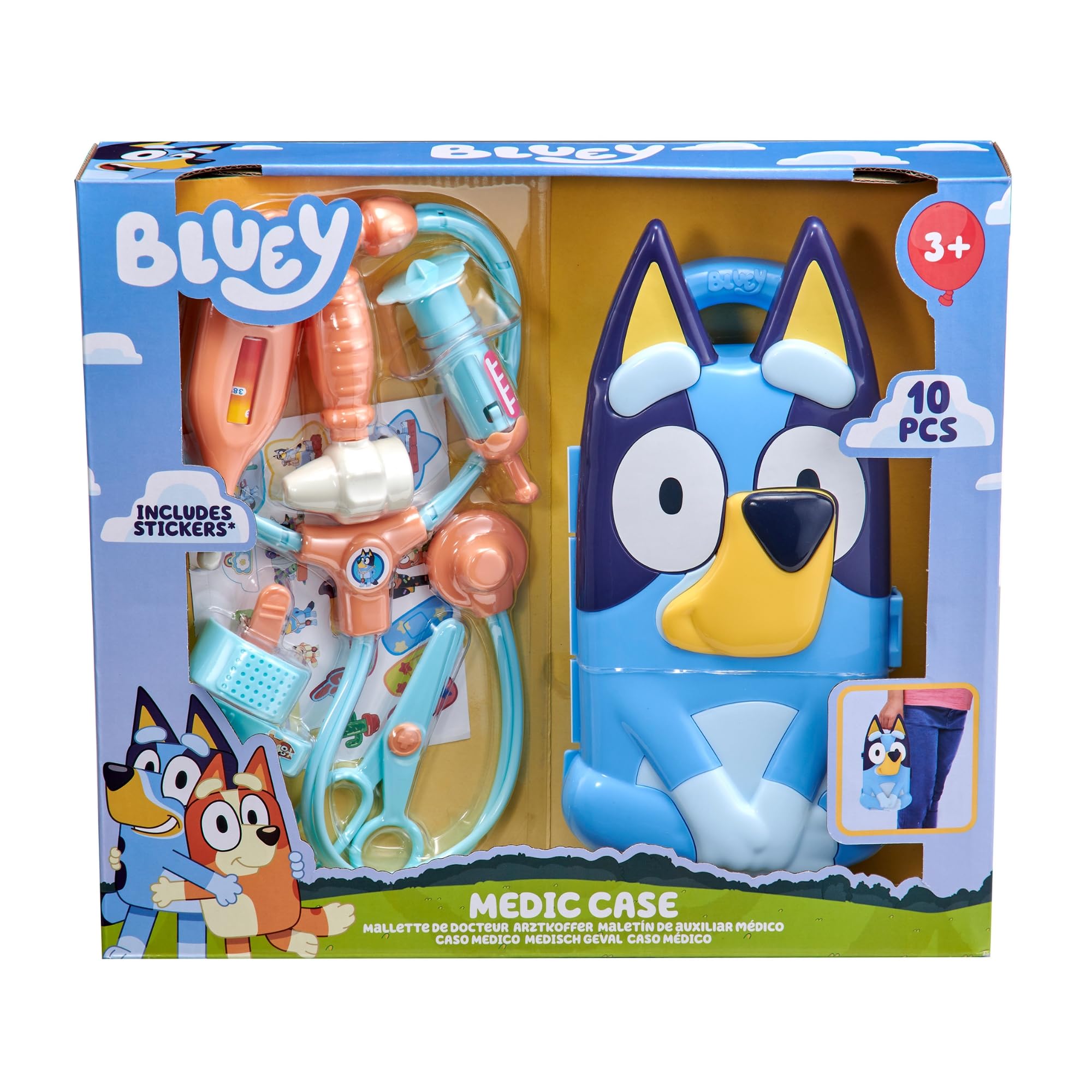 HTI Bluey's Medic Case | Comprend plus de 10 accessoires avec étui de transport | Kit médical d'urgence pour enfants | Jouets éducatifs pour jeux de rôle | 3+