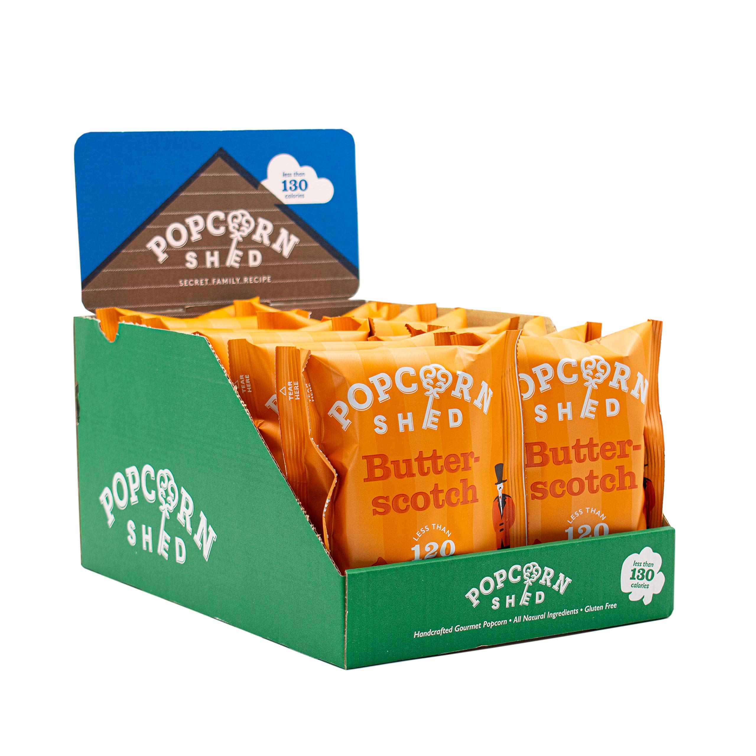 Popcorn Shed Vegan Butterscotch Gourmet Popcorn Snack Pack, 24g, Pack of 16, Vegan Salted Butterscotch Popcorn, Natural and Gluten Free Snacks, orange