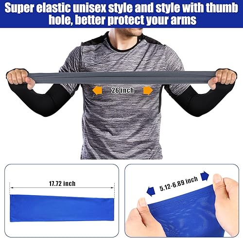 Miniatura 3 de Bememo 10 pares de mangas unisex para brazos, protección UV, cubierta de brazo de seda de hielo, mangas de enfriamiento para brazos al aire libre,