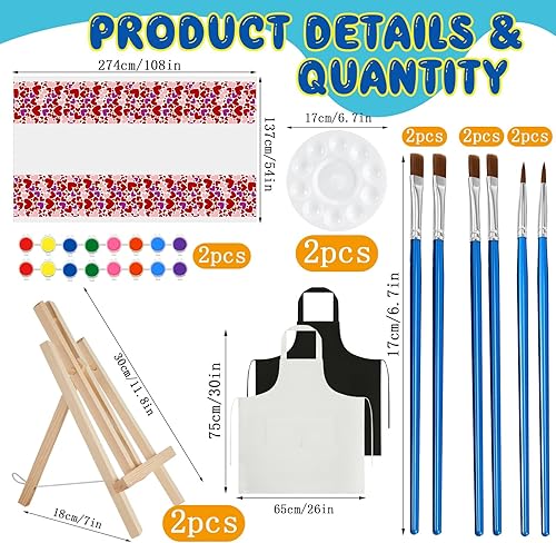 Miniatura 2 de Yeaqee Kit de 13 piezas de pintura y sorbo de San Valentín, kit de pintura para parejas, suministros de pintura de lienzo, juego de pintura