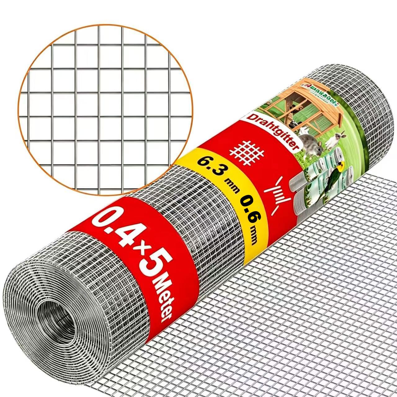 Amagabeli Rat Proof Rodent Mesh Roll 6x6mm Holes, 0.4M x 5M Galvanized Steel Wire Mesh - Vegetables Garden Rabbit Fencing, Snake Fence, Chicken Gopher Racoons Critters Block Rats, & Small Animals