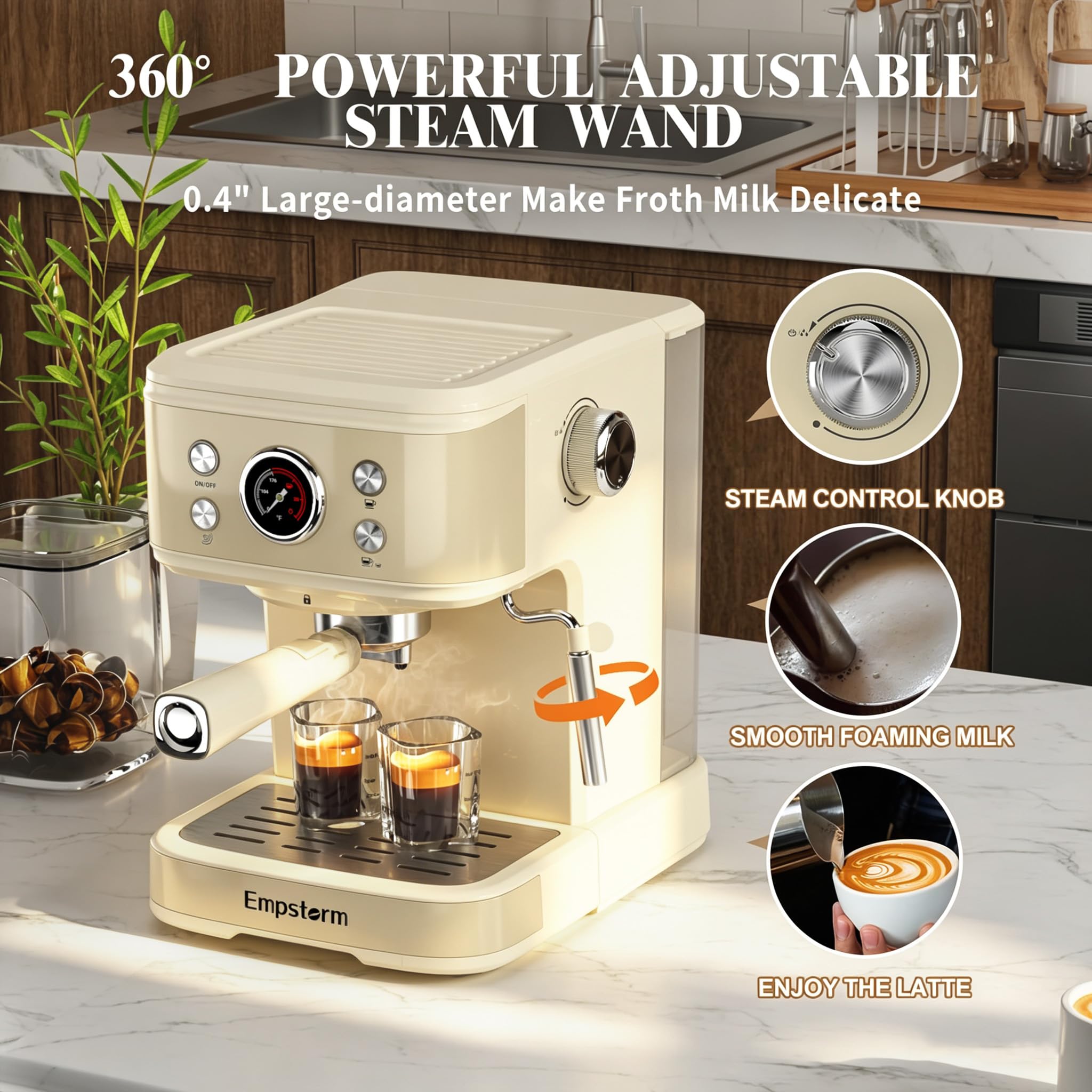 Amazon | Espresso Machine Latte Coffee Makers 20 Bar, 2 IN 1