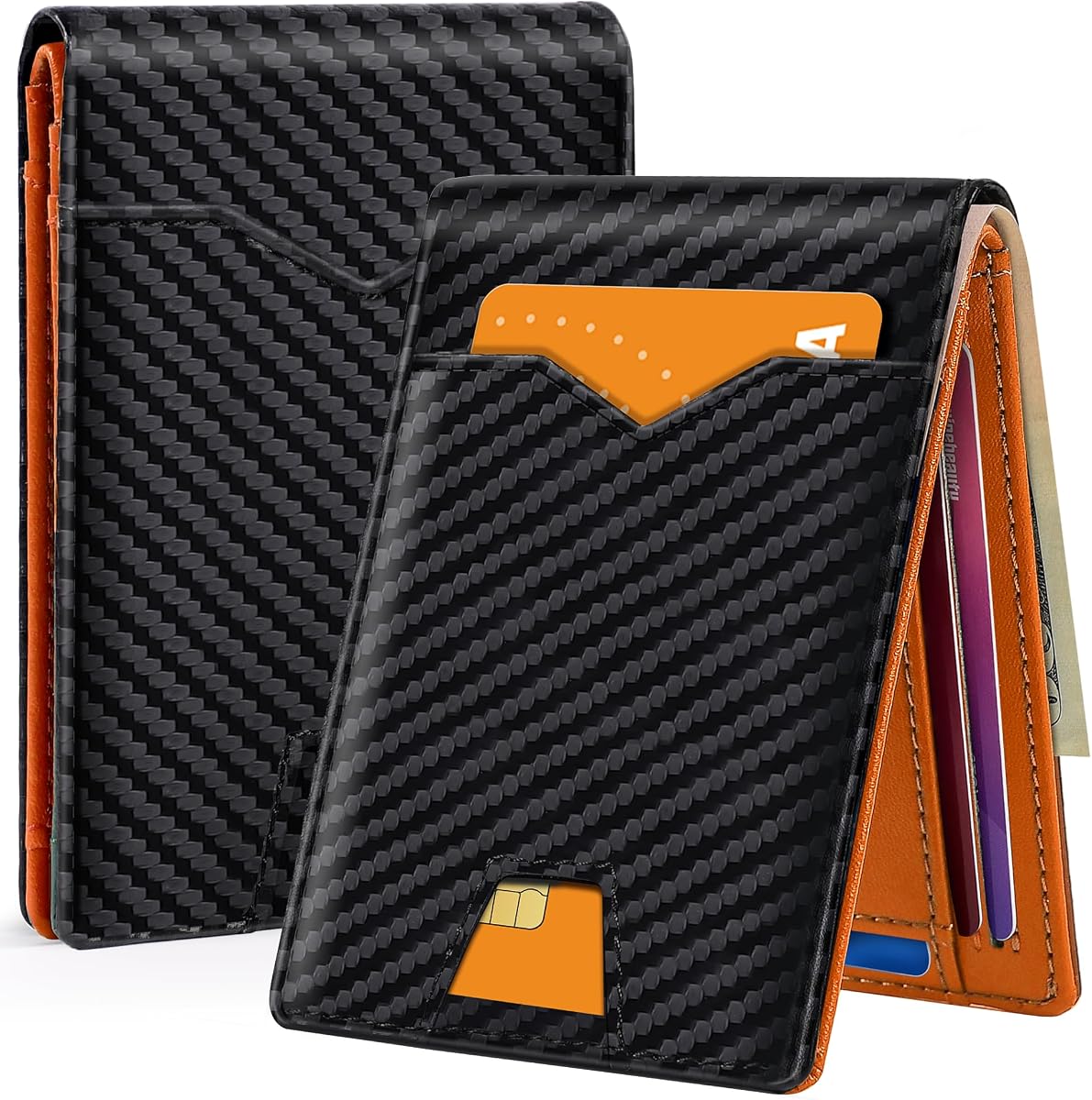 Men's Wallet slim wallet Carbon Fiber Bi-Fold Wallet - RFID Blocking Ultra Thin Card Holder (Holds 10+ Cards) Business & Travel Essential (Perfect Day Gift)
