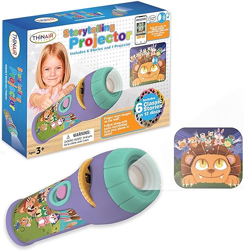 Dr. STEM Toys Proyector de historias para niños de 3 años en adelante | Proyector preescolar con linterna presenta 6 historias clásicas en 12