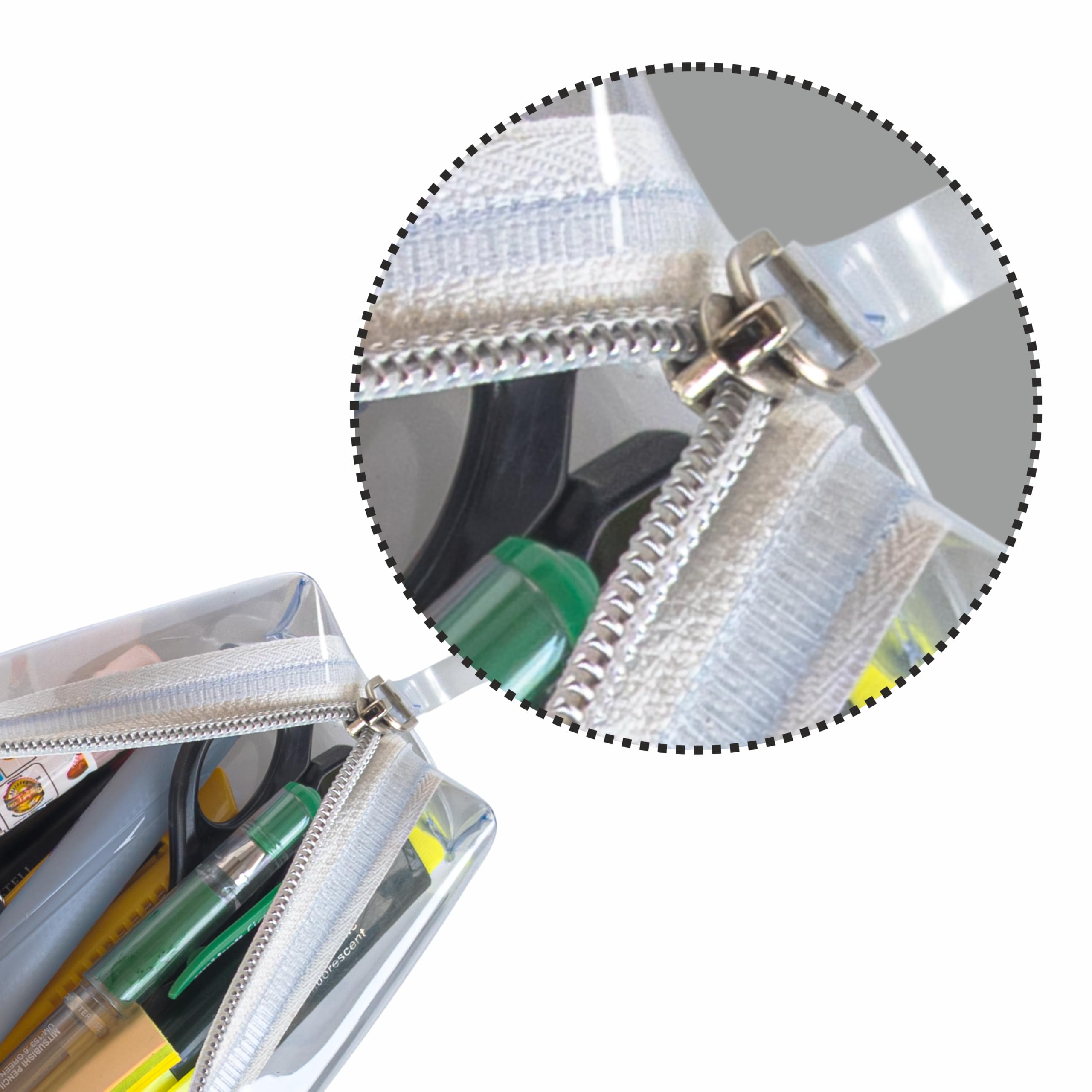 Anupam Astuccio trasparente con cerniera, astuccio trasparente per scuola, collage, ufficio, carino beauty case per ragazze, borsa multiuso per cancelleria (1 pezzo)