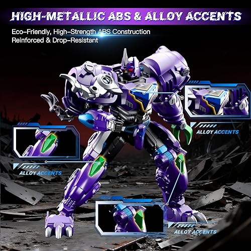 Miniatura 5 de Figuras de juguetes transformadores, juguetes robot para niños, figura de acción para niños de 6 años + juguetes de dinosaurio para niños de 5 a 7