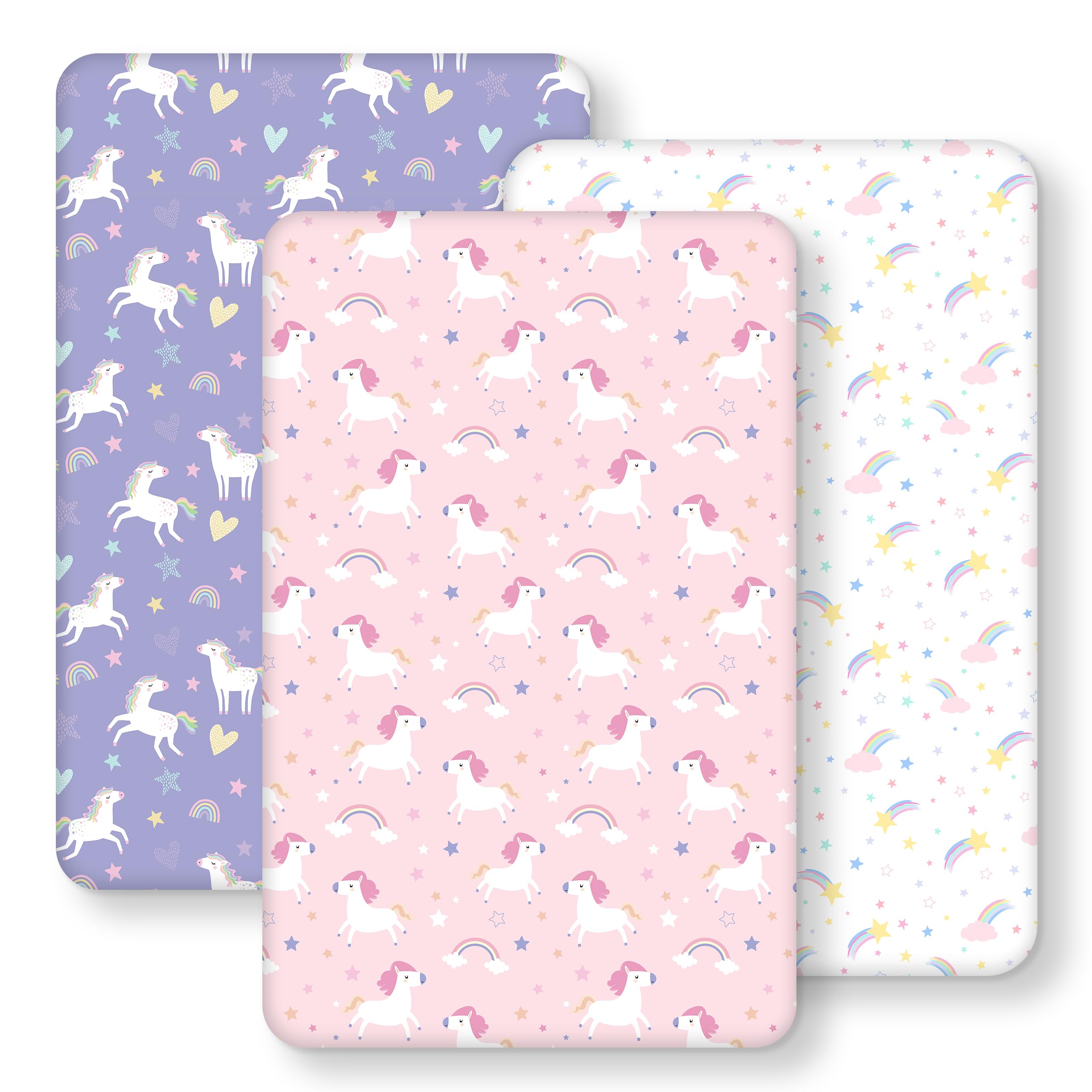 Baby Spannbettlaken Kinderbett Spannbetttuch 3er-Pack Mikrofaser Bettlaken