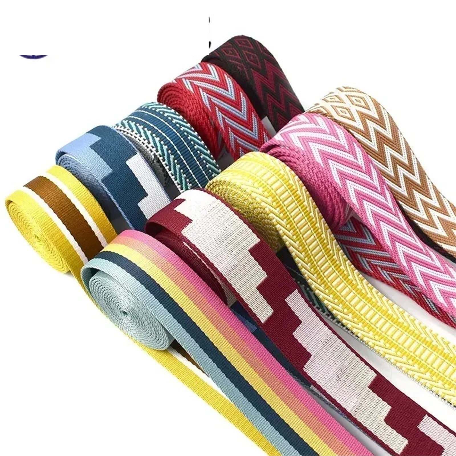 Cinta Jacquard Cinta de correas poliéster Jacquard 2-5 metros y 38mm espesor for bolsa equipaje, correa hombro, accesorios costura DIY(RD053-06,38mm-5Meters)