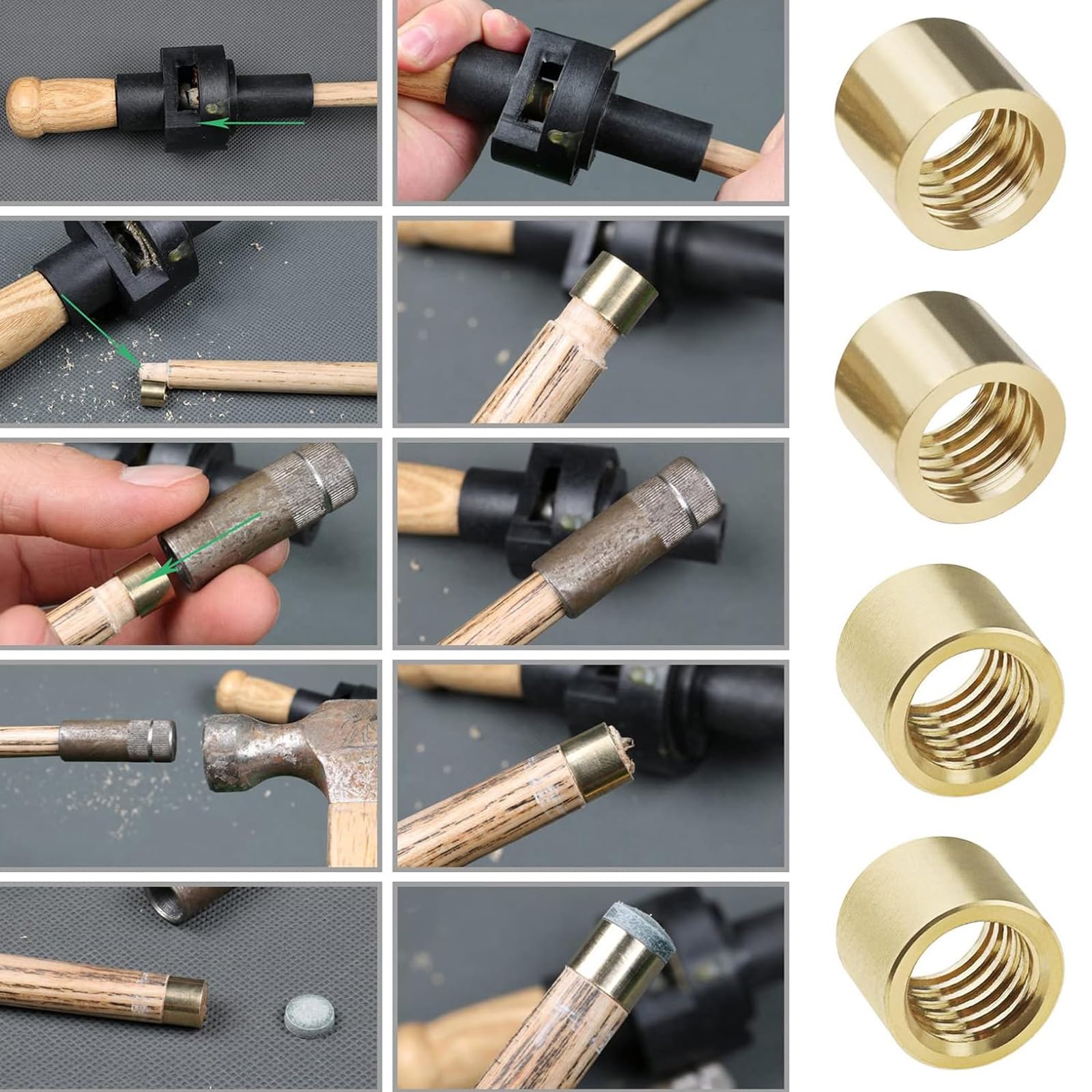 CVNRCLP 10PCS Snooker Pool Cue Ferrules - Brass Cue Tip Replacement Accessories (5PCS Each - 9mm & 10mm) for Billiards Repair - Image 3