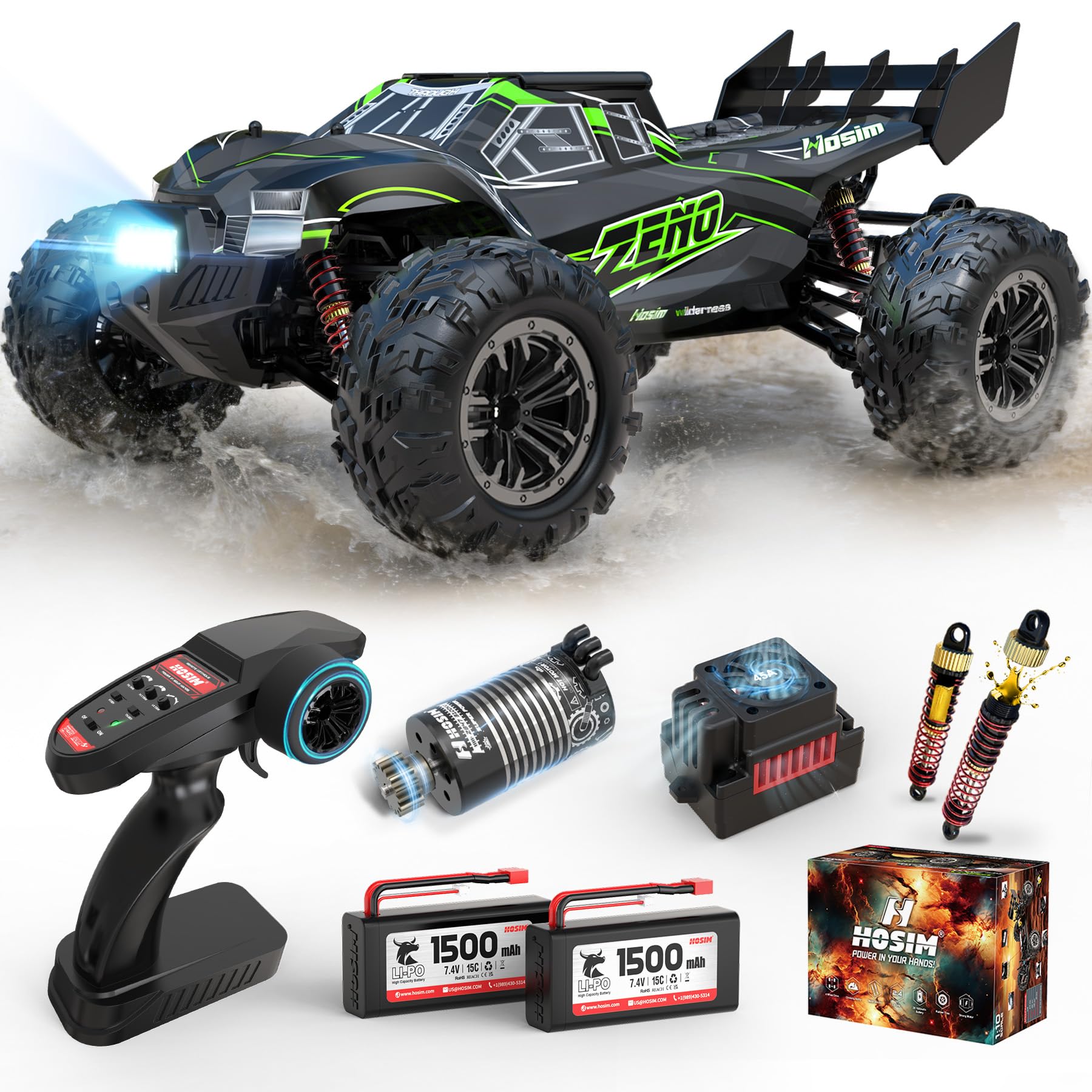 Hosim Green RC Monster Truck