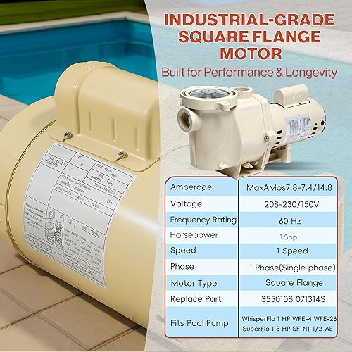 Miniatura 3 de Swimables 011514 WhisperFlo Bomba de piscina de una sola velocidad de 1.5 HP  Reemplazo de bombas de piscina WhisperFlo de alta calidad de alto