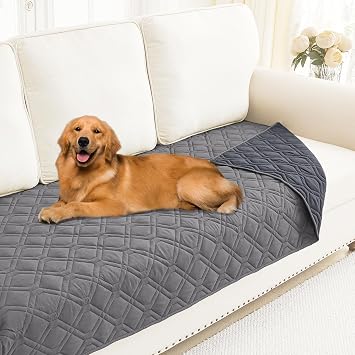 Smiry Reversible Waterproof Couch Covers for Sofa, Washable Dogs Pet Couch Covers for 3 Cushion Sofa Pet Friendly, Water Resistant Furniture Protector Slipcover, Geometric 30"x70", Grey/Dark Grey
