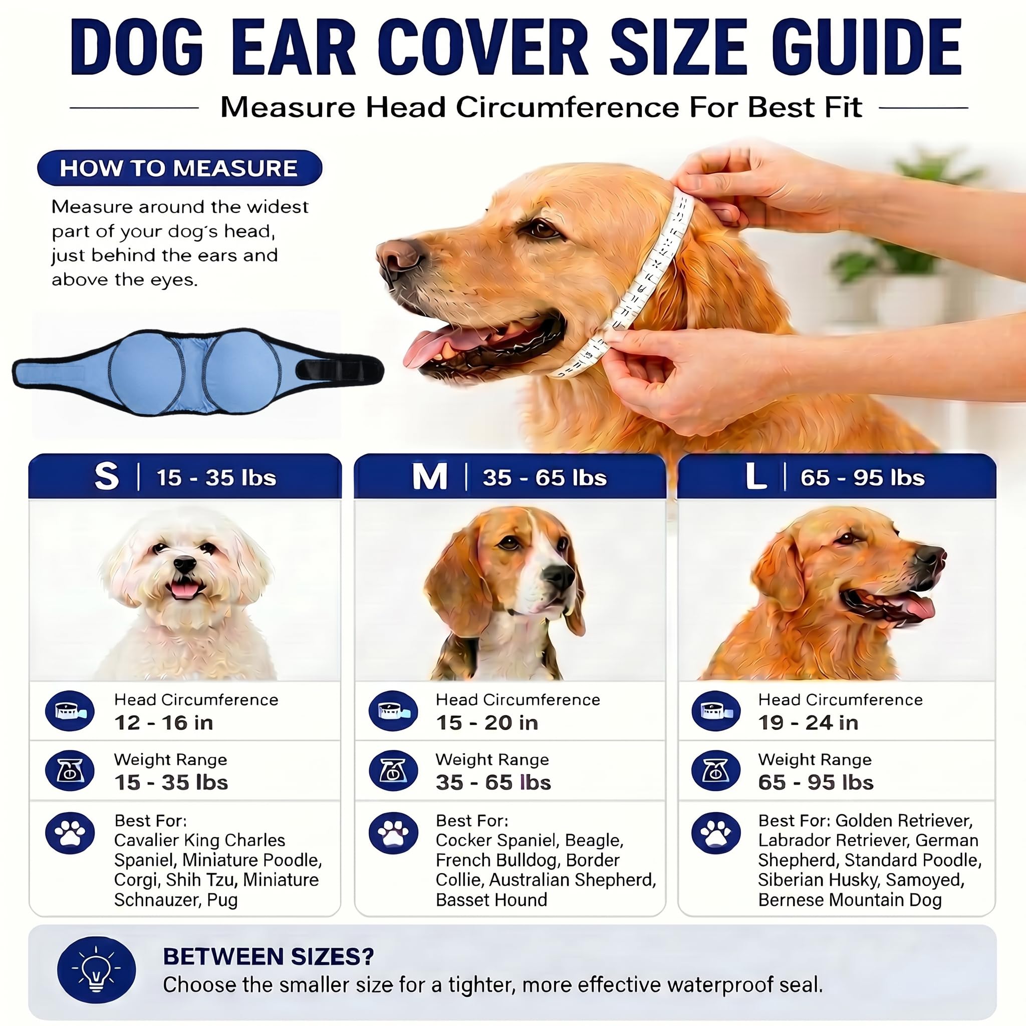 HOFi Fundas para orejas de perro para baño: protección impermeable para bloquear el 99% del agua