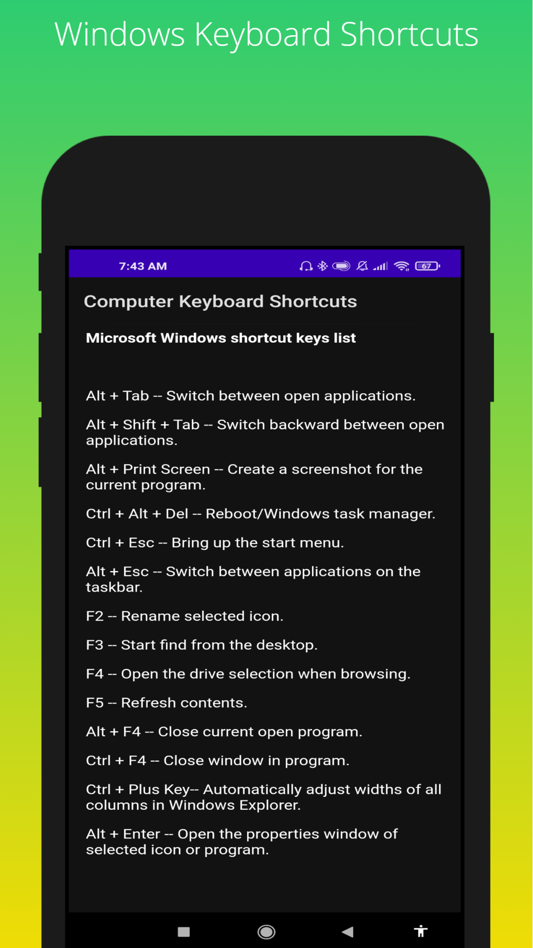 Computer Keyboard Shortcuts - App on Amazon Appstore