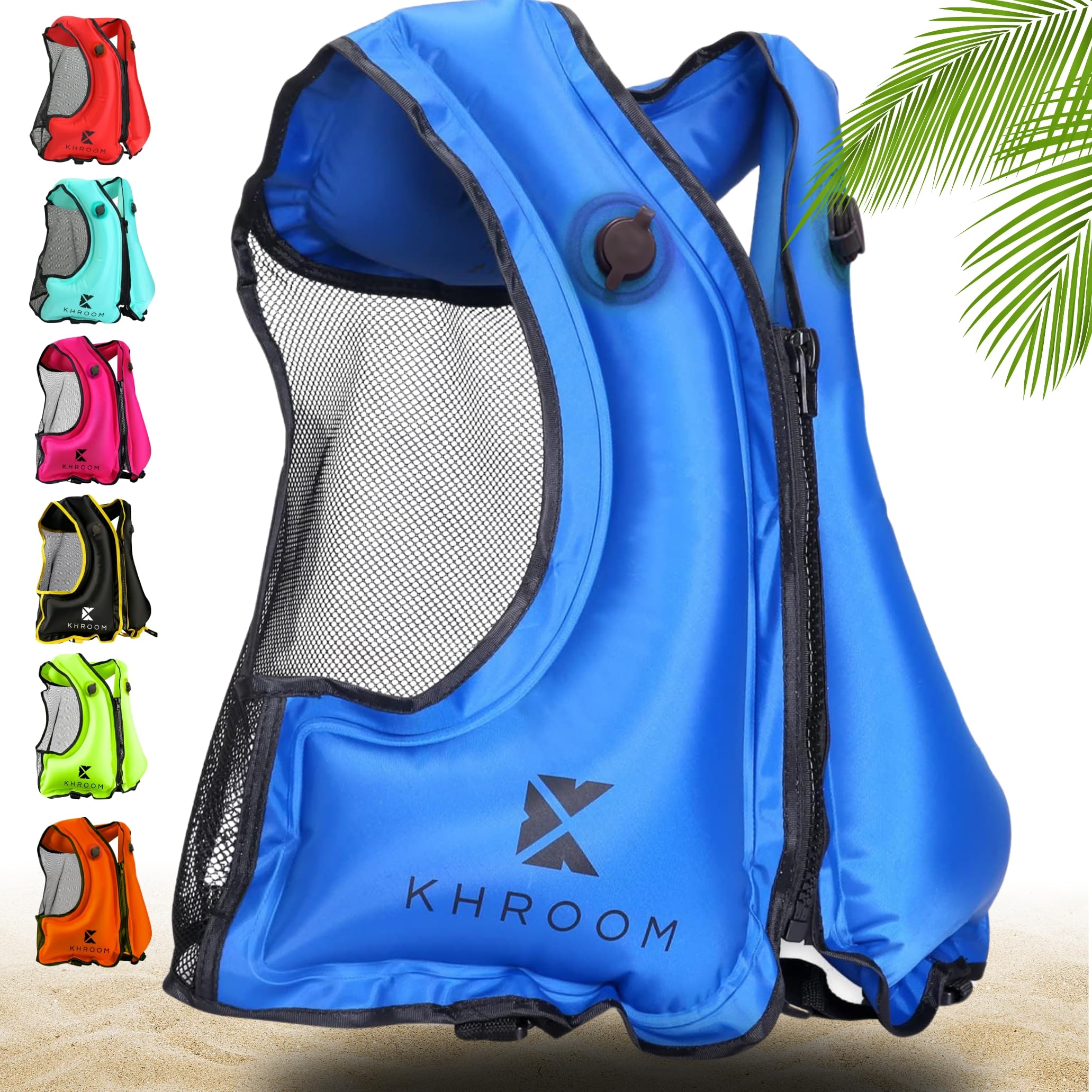 Khroom Inflatable Snorkel Vest for Adults and Teens | Swim Flotation Vest for 60"-75" Height | 90-190 lbs Fit Range | V2 2026 Model | Buoyancy Jacket