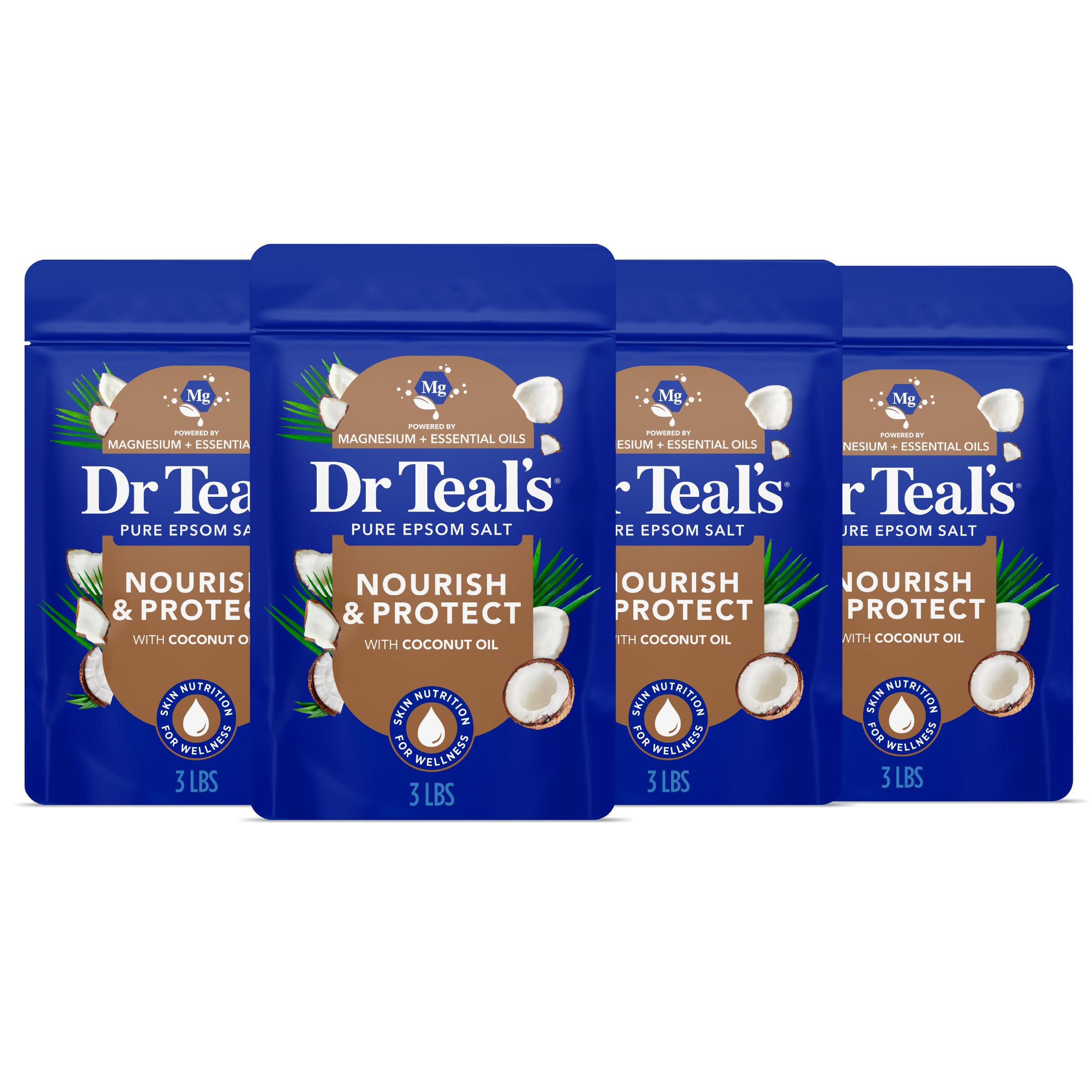 Dr Teal's Epsom Salt Magnesium einweichen, nährt und schützt mit Kokosöl, 1,3 kg (4 Stück)
