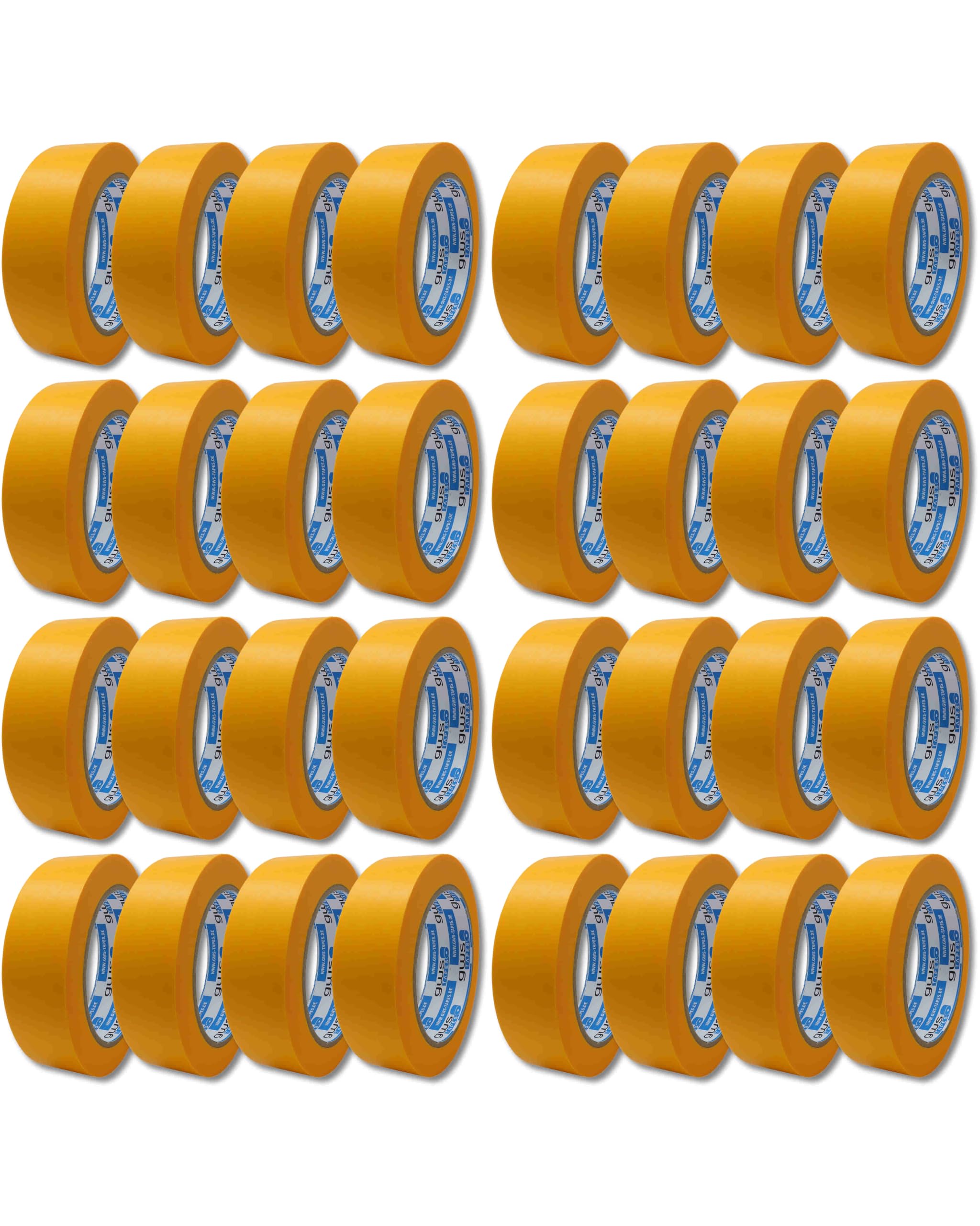 gws 32 Rollen (1VE) Goldband, Malerband zum Abkleben zum Streichen, Malen, Lackieren, Basteln und vielem mehr, Maler-Abdeckklebeband, Rückstandsfrei entfernbar, dünn & stabil 50m x 30mm