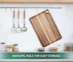 AZRHOM Large Acacia Wood Cutting Board for Kitchen, Butcher Block for Meat and Cheese, Chopping Board with Hanging Hole and Groove 18x12 Inch