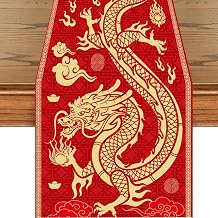 Chinese Dragon Table Runner, Asian Hibachi Table Runner Decorations, Spring Festival Birthday Kitchen Dining Table Decor Home Party71 13 Inch