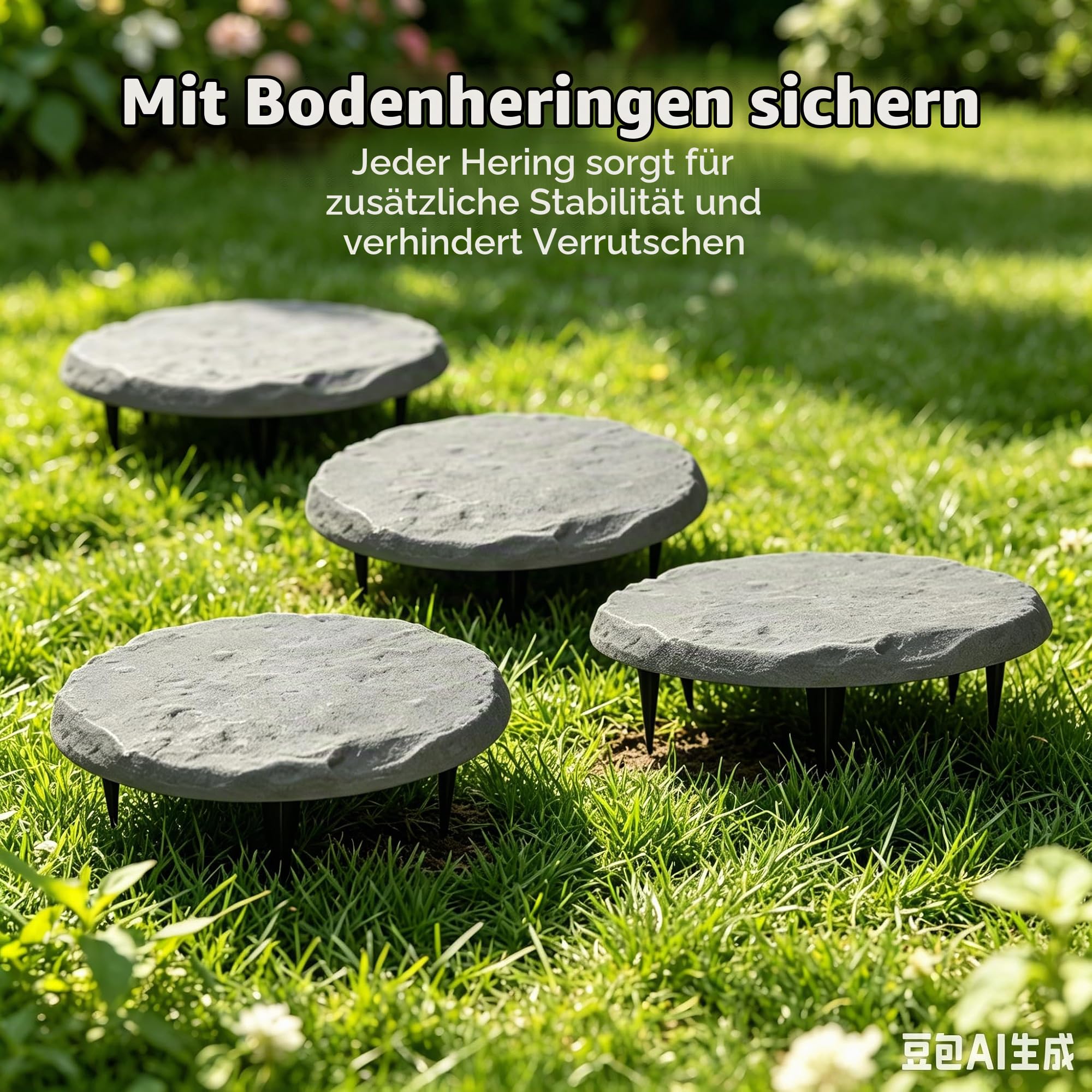 Trittsteine ​​​​mit Erdspießen für Rasen Ø 39.9cm (Grau, Runden)