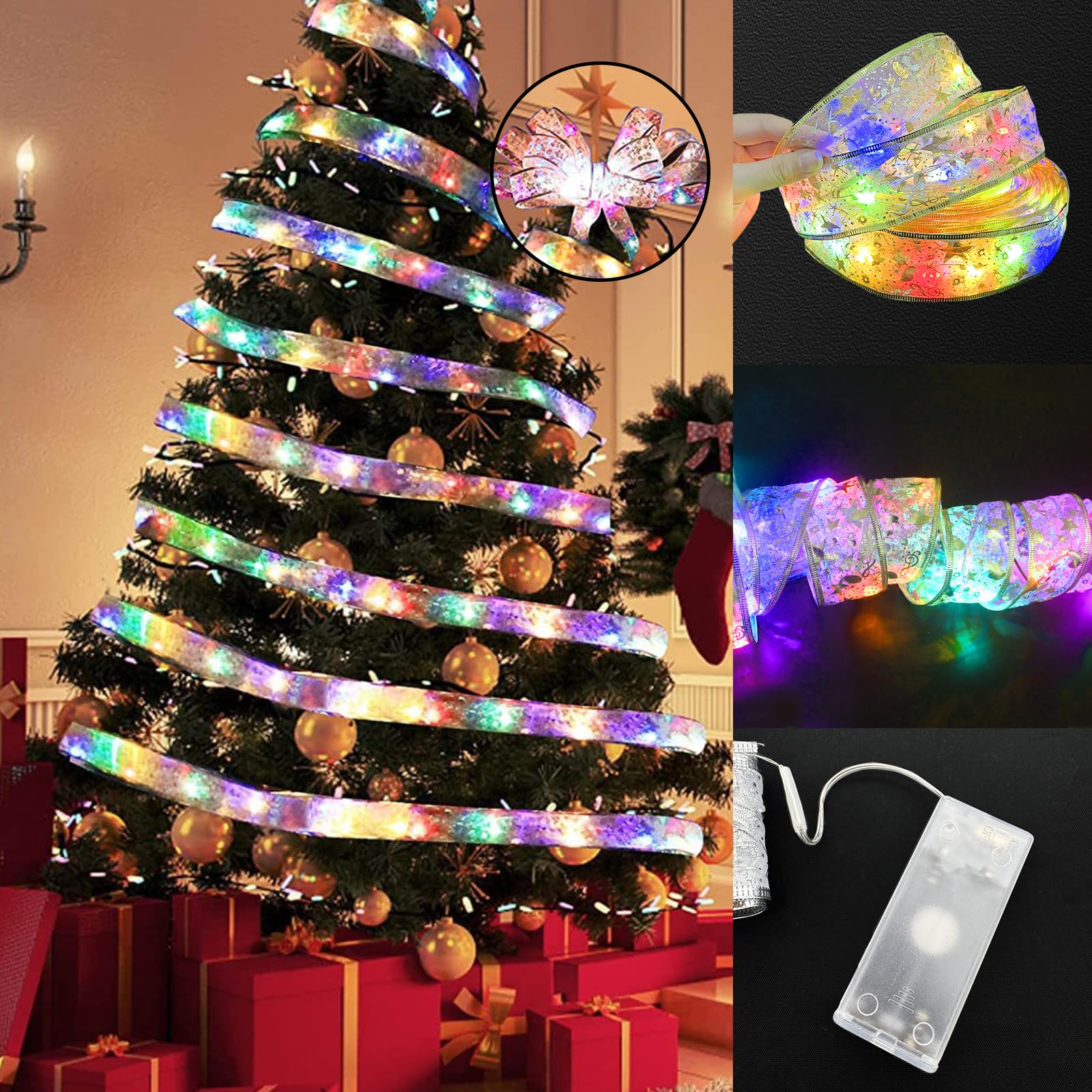 Zueyen Guirnalda de luces de Navidad, 5 m, cadena de luces de Navidad, para fiestas, bodas, interiores, árbol de Navidad, decoración festiva (luz colorida plateada)