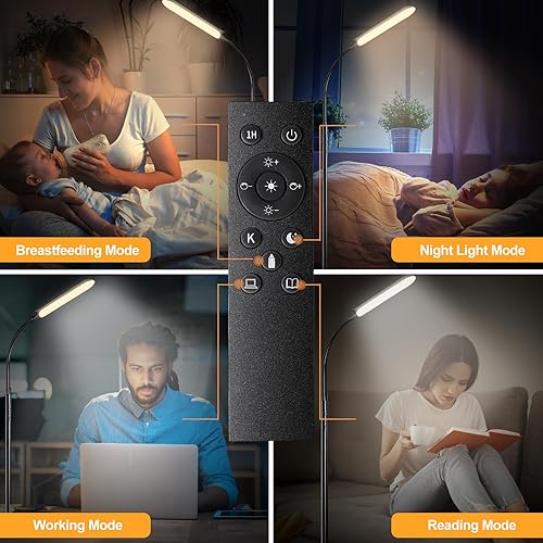 Miniatura 4 de Lámpara de pie, 18 W, 1800 lúmenes, lámpara de pie LED súper brillante con control remoto y funciona con enchufe inteligente, regulable,