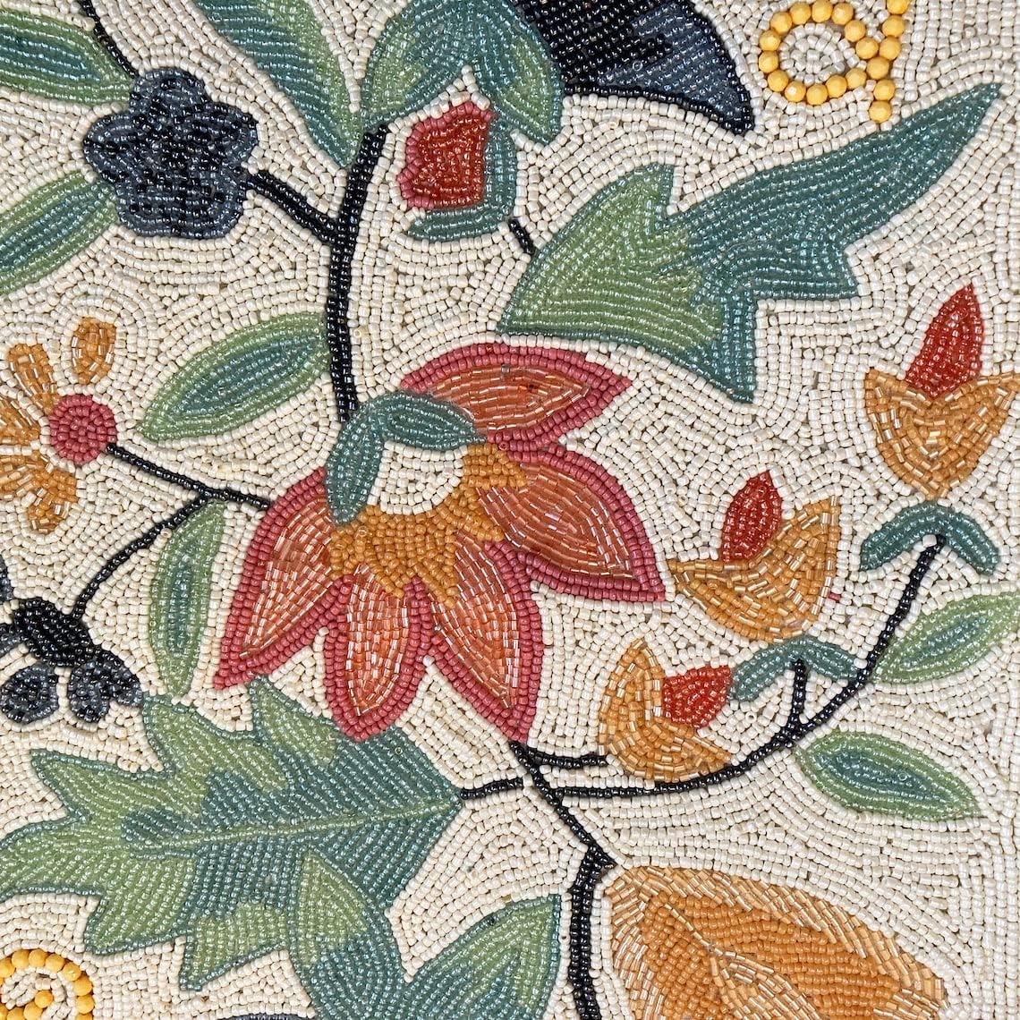 Enliven Handmade Spring Floral Beaded Table Runner, 13x36 Inches Lightweight Decorative Table Runner, Perfect for Dining/Wedding/Party/Everyday Use & Easy to Clean, Elegant Beaded Runner